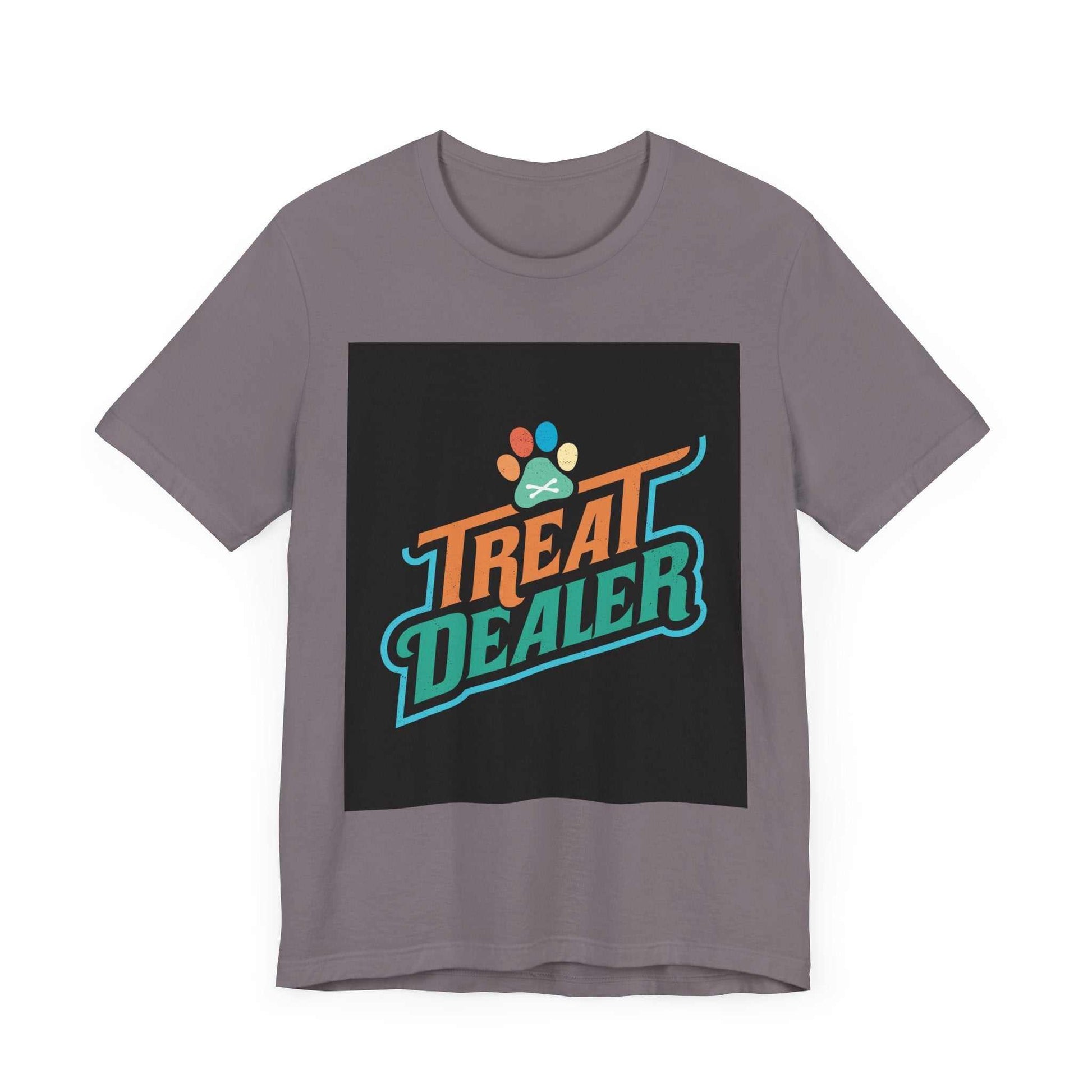 Unisex Jersey Short Sleeve Tee with "Treat Dealer" graphic design on front.