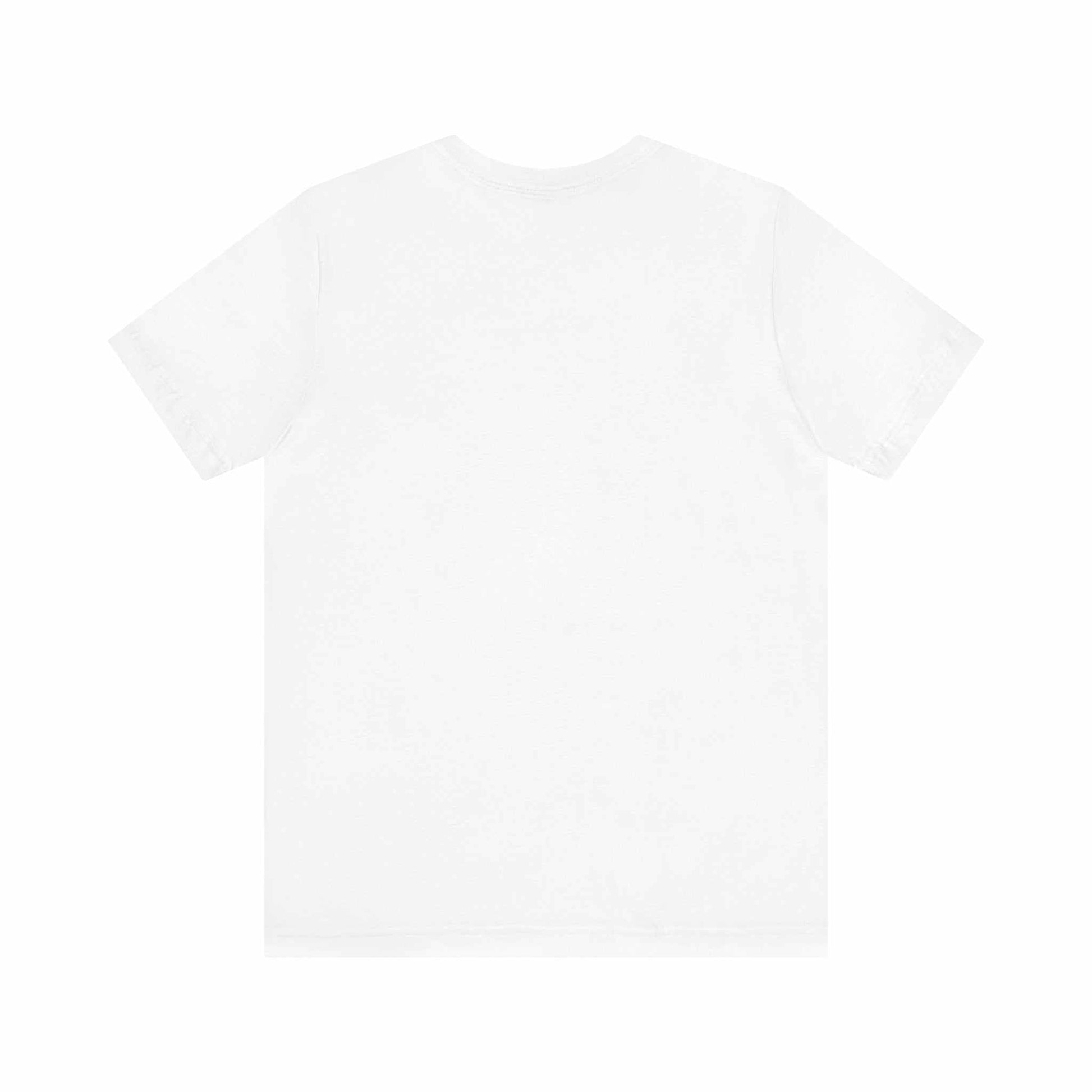 Unisex jersey short sleeve tee in white, showcasing the back view with a classic crew neckline.