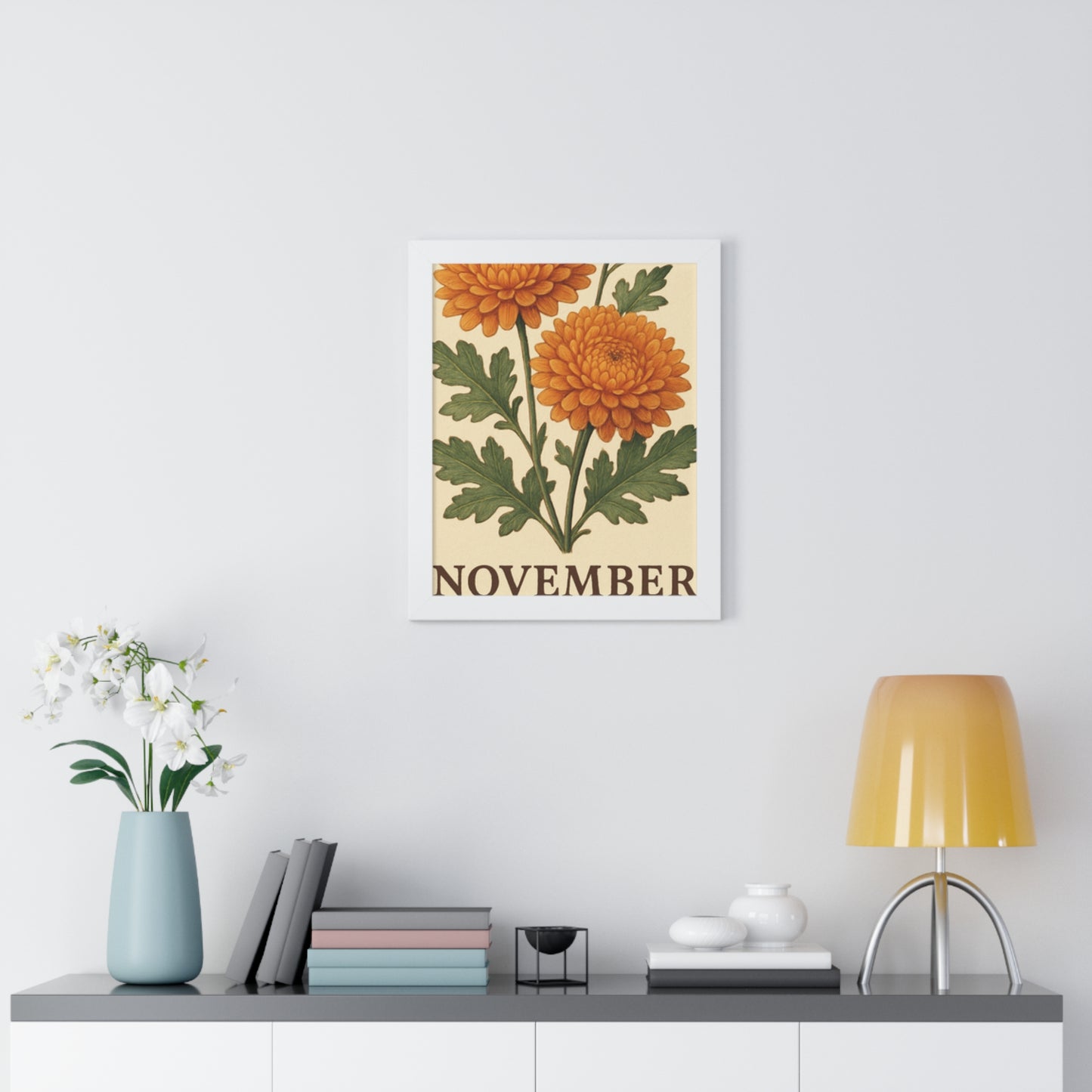 November Floral Framed Poster - Botanical Wall Art Print