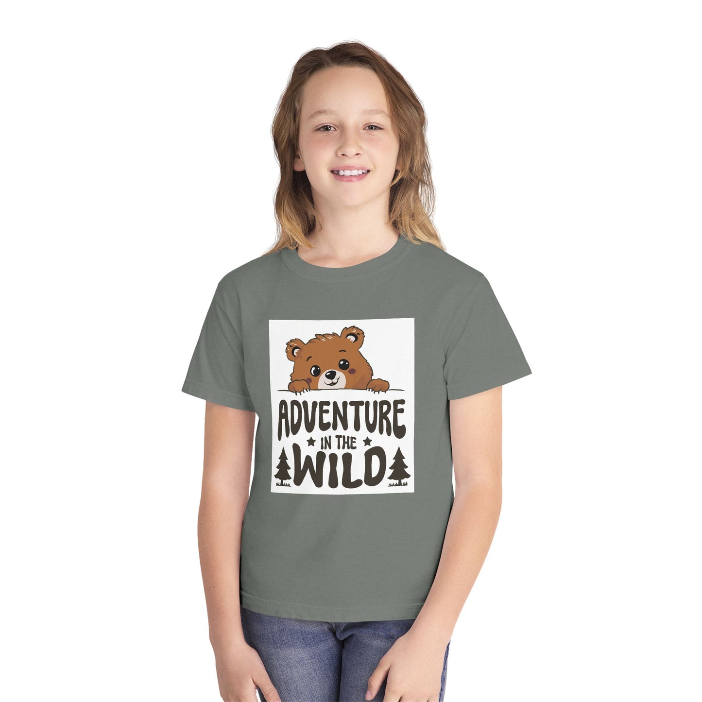 Adventure in the Wild Youth Tee, Cute Bear Graphic T-Shirt, Kids Outdoor Play Shirt, Nature Lover Gift, Perfect for Camping and Birthdays - Toddcraft