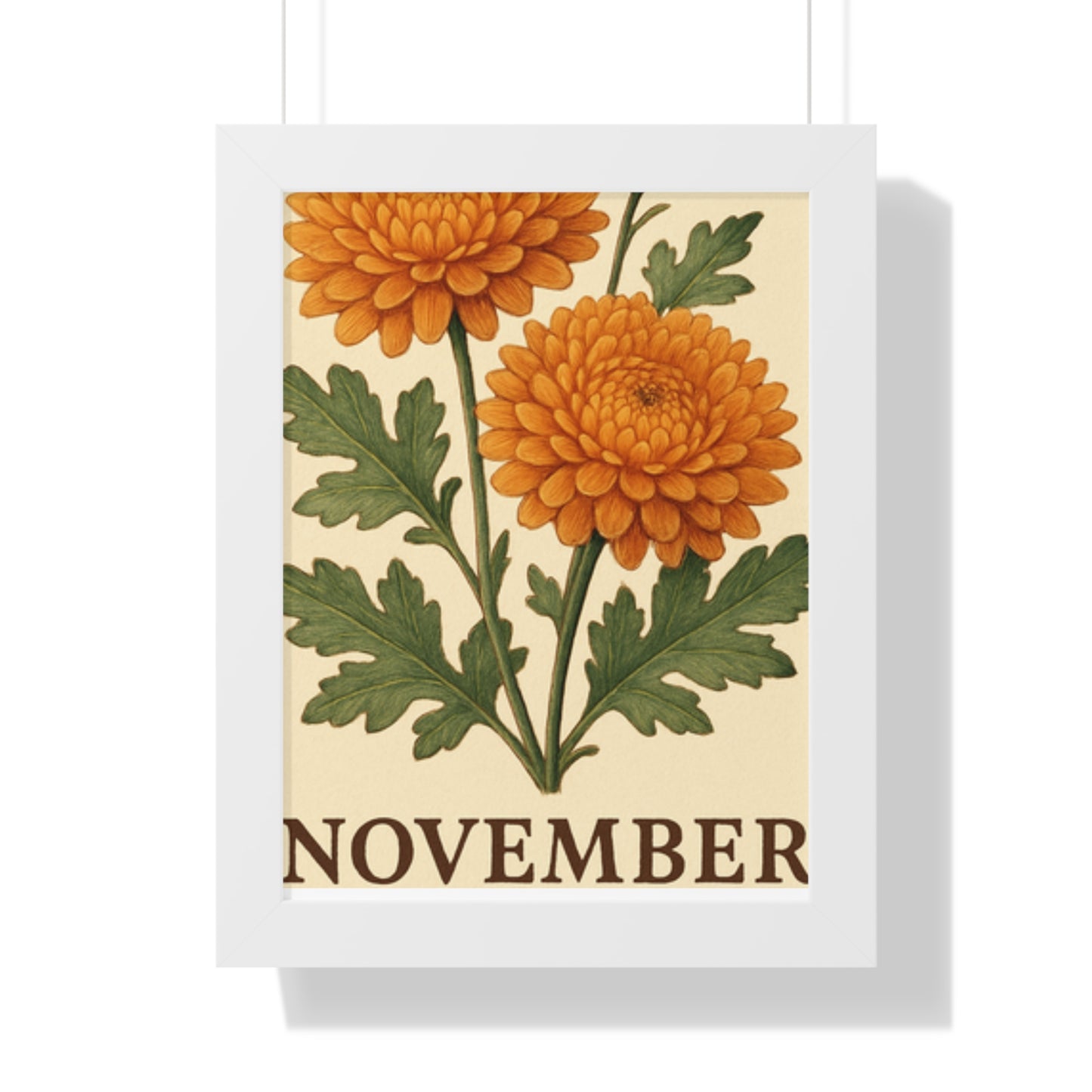 November Floral Framed Poster - Botanical Wall Art Print