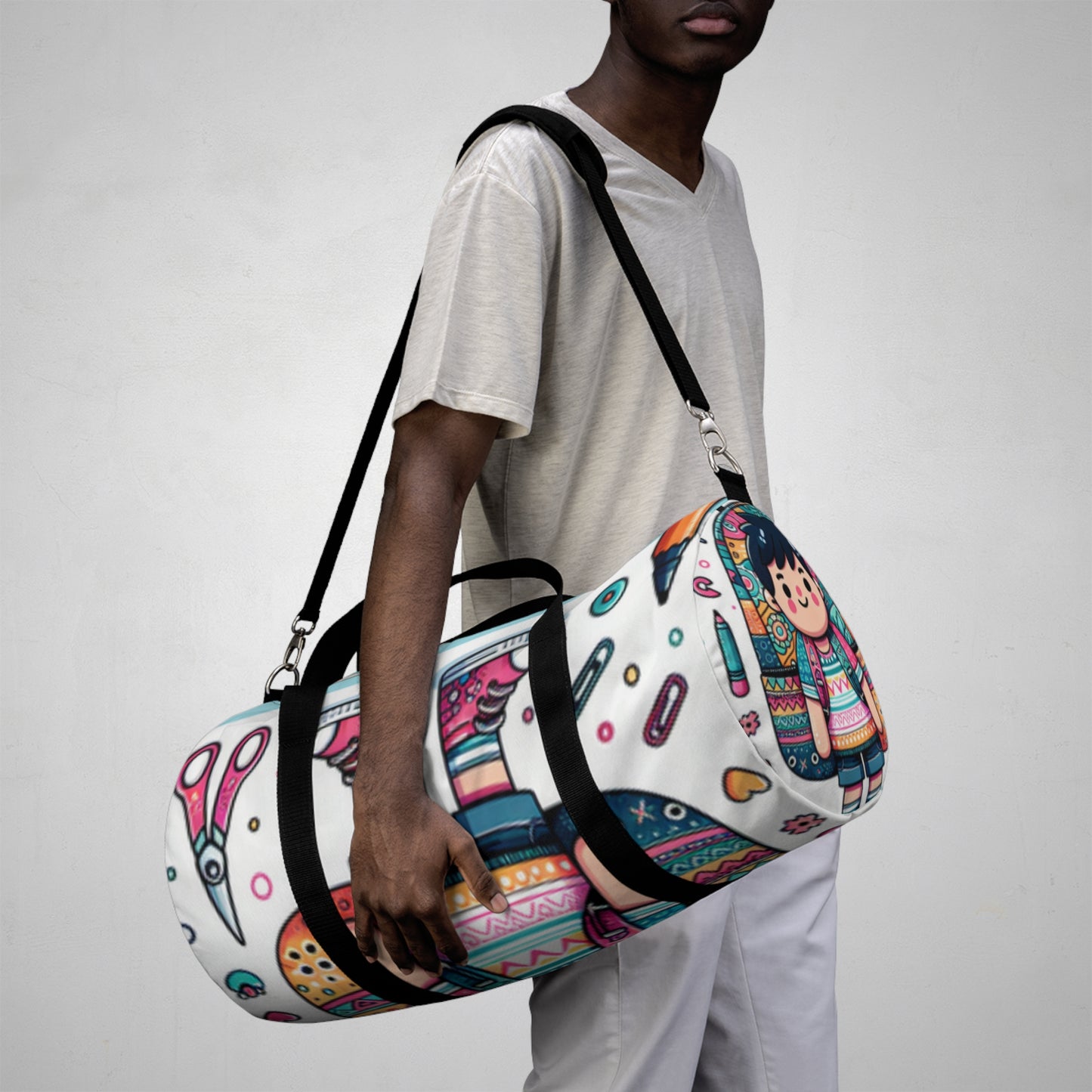 Cute Cartoon Duffel Bag, Gym Tote, Travel Luggage, Sports Bag, Weekender Bag, Fun Design