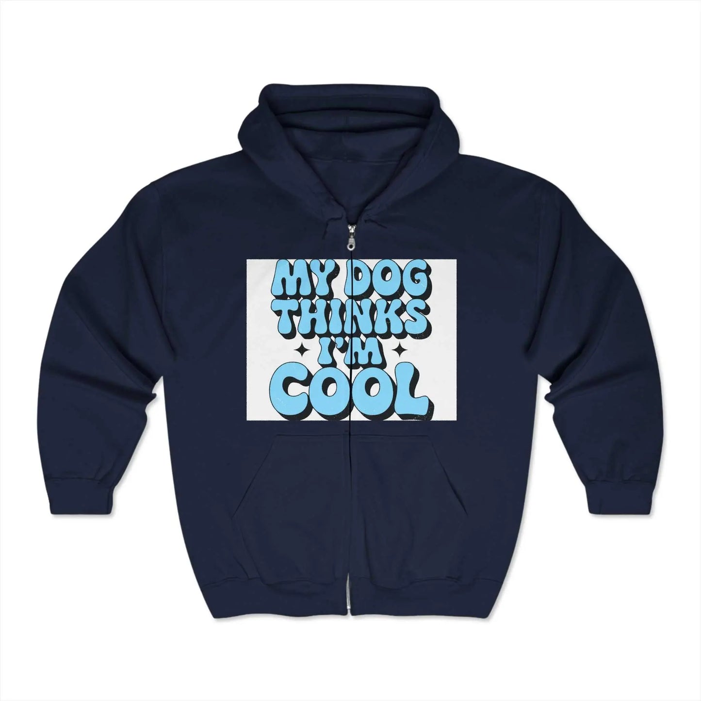 Unisex Heavy Blend™ Full Zip Hooded Sweatshirt with fun text design on front.