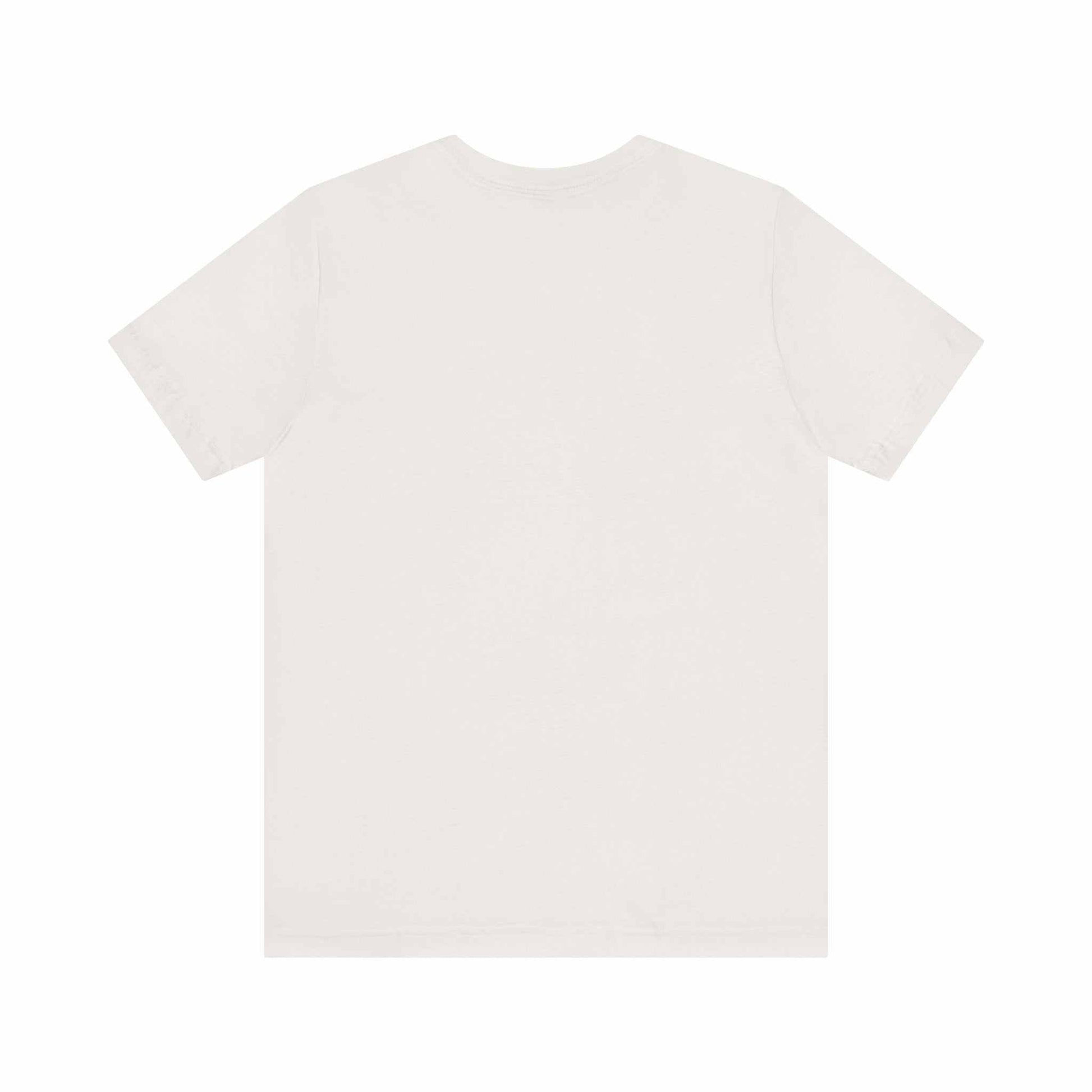 Unisex jersey short sleeve tee in soft cream color, featuring a classic fit, lightweight fabric, and crew neckline.