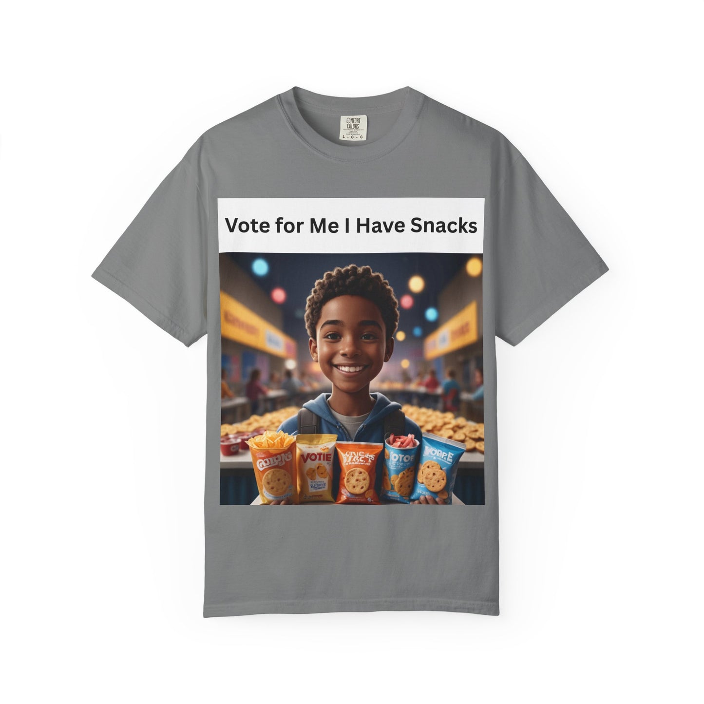 Vote for Me I Have Snacks T-Shirt | Fun Casual Wear, Gift for Snack Lovers, Election Humor Tee, Unisex Graphic Shirt