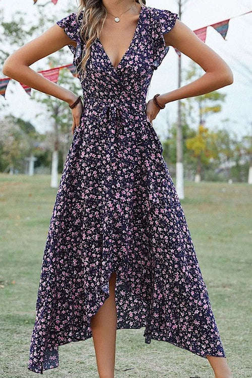 Floral Wrap Dress - Stylish & Elegant