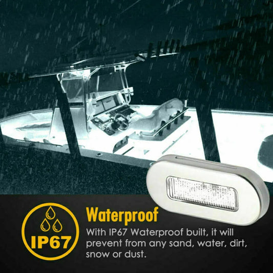 Marine LED Courtesy Lights for Boats & RVs | 12V Stainless Steel Waterproof Accent Lights (2-Pack)