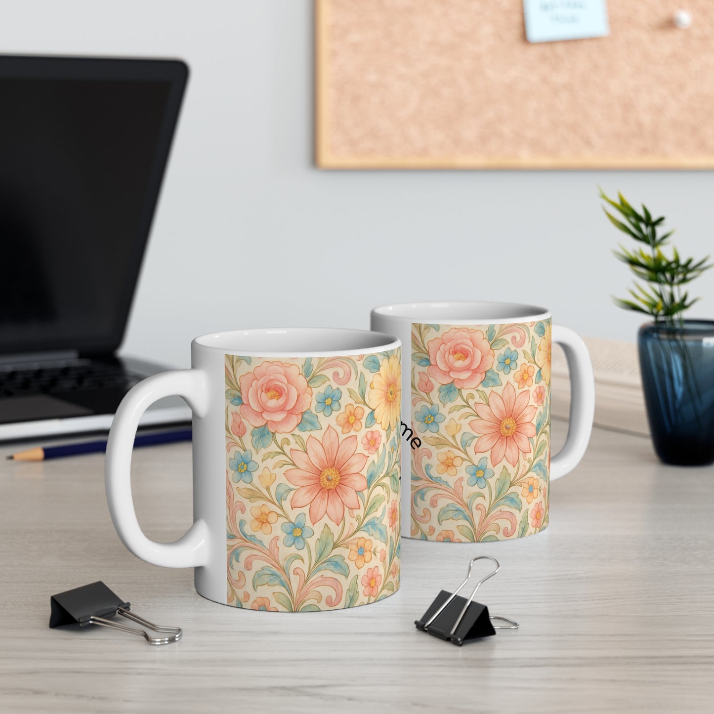Personalized Floral Mug for Home & Gifting, Custom Name Coffee Cup, Birthday Gift, Flower Lover's Mug, Tea Time Accessory - Toddcraft