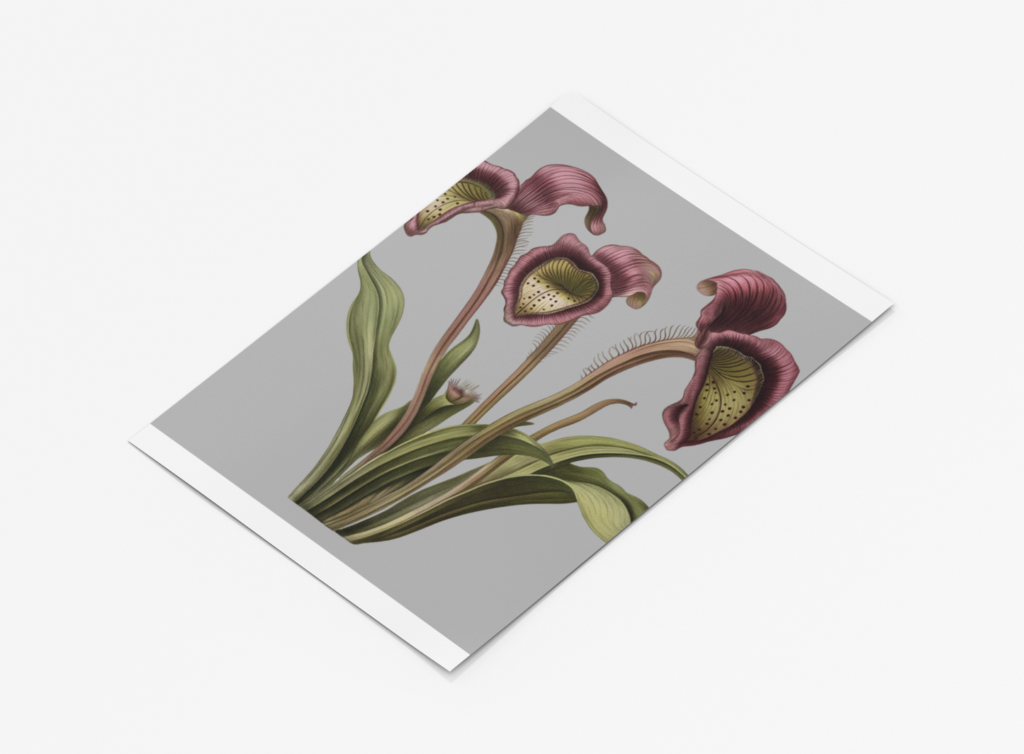 Framed vertical poster with botanical design, museum-quality matte paper, in choice of black, white, or walnut frame.