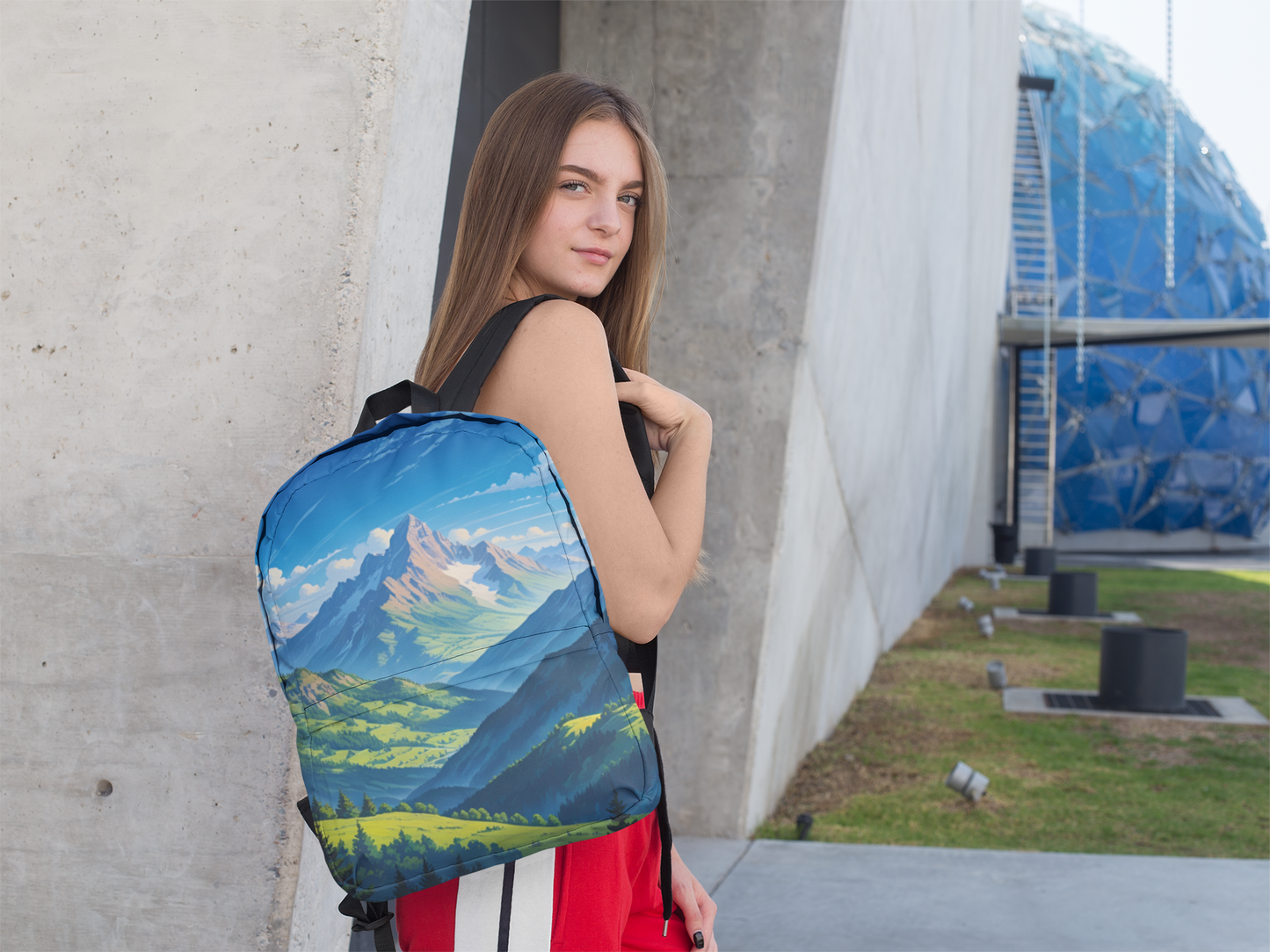 Scenic Adventure Backpack, Nature Landscape Rucksack, Travel Bag, Hiking Gear, Outdoor Sports Accessories