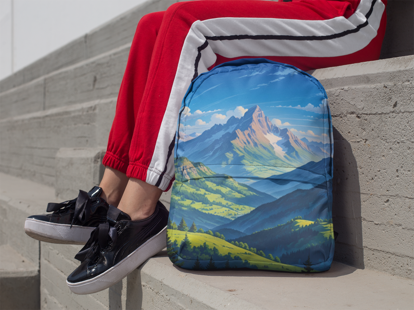 Scenic Adventure Backpack, Nature Landscape Rucksack, Travel Bag, Hiking Gear, Outdoor Sports Accessories
