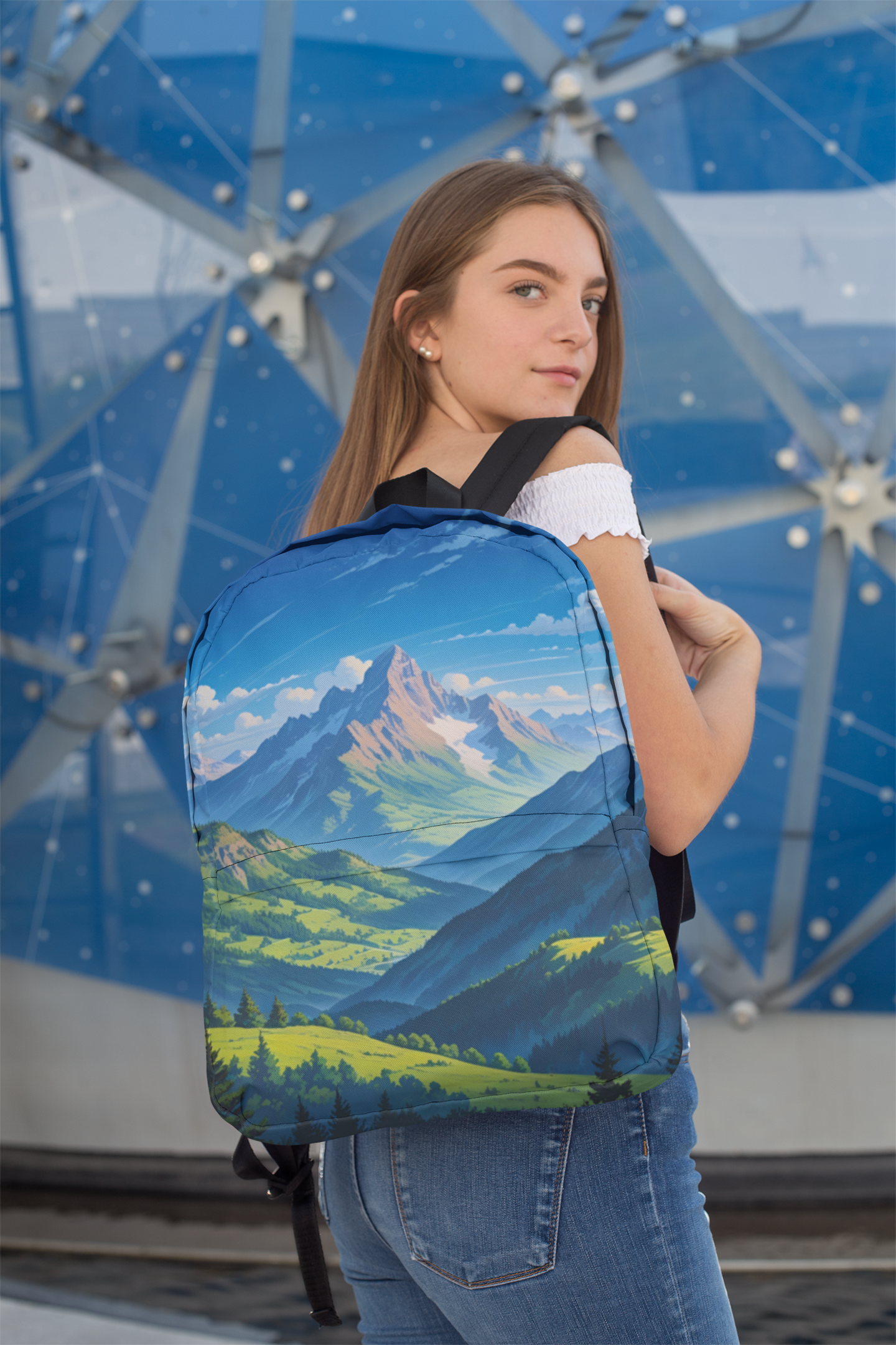 Scenic Adventure Backpack, Nature Landscape Rucksack, Travel Bag, Hiking Gear, Outdoor Sports Accessories