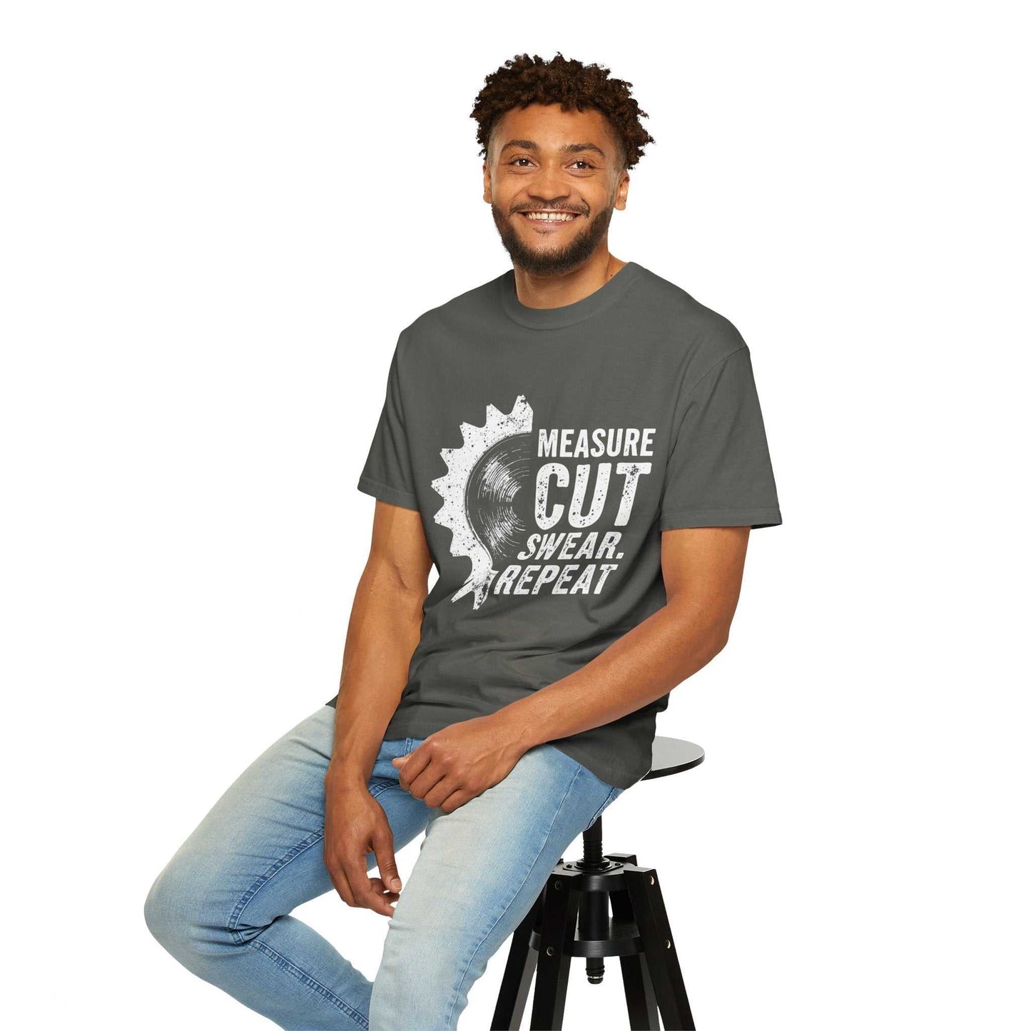 Unisex Garment-Dyed T-shirt with graphic design, featuring relaxed fit and soft-washed fabric.