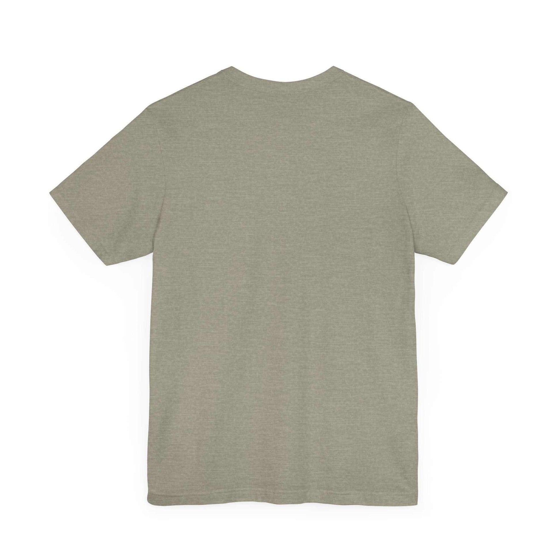 Unisex jersey short sleeve tee in olive green, featuring a classic fit and soft cotton fabric.