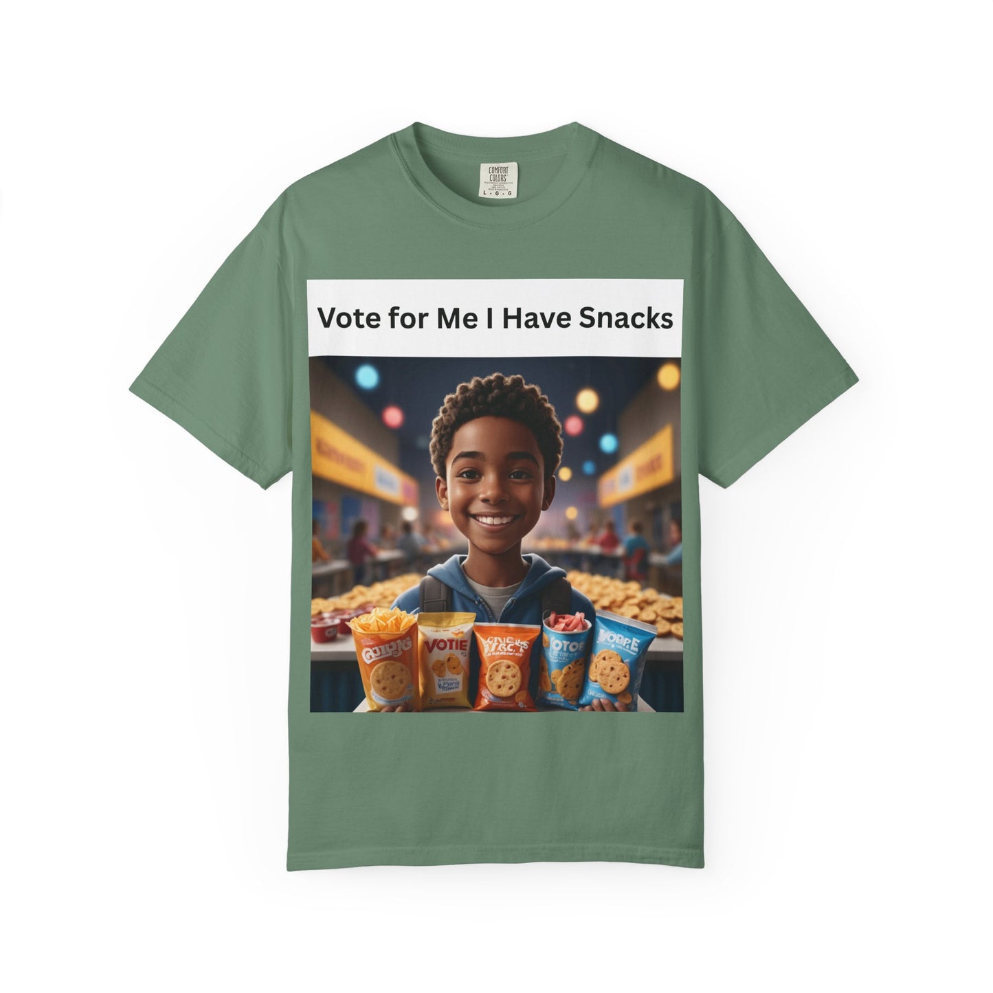 Vote for Me I Have Snacks T-Shirt | Fun Casual Wear, Gift for Snack Lovers, Election Humor Tee, Unisex Graphic Shirt