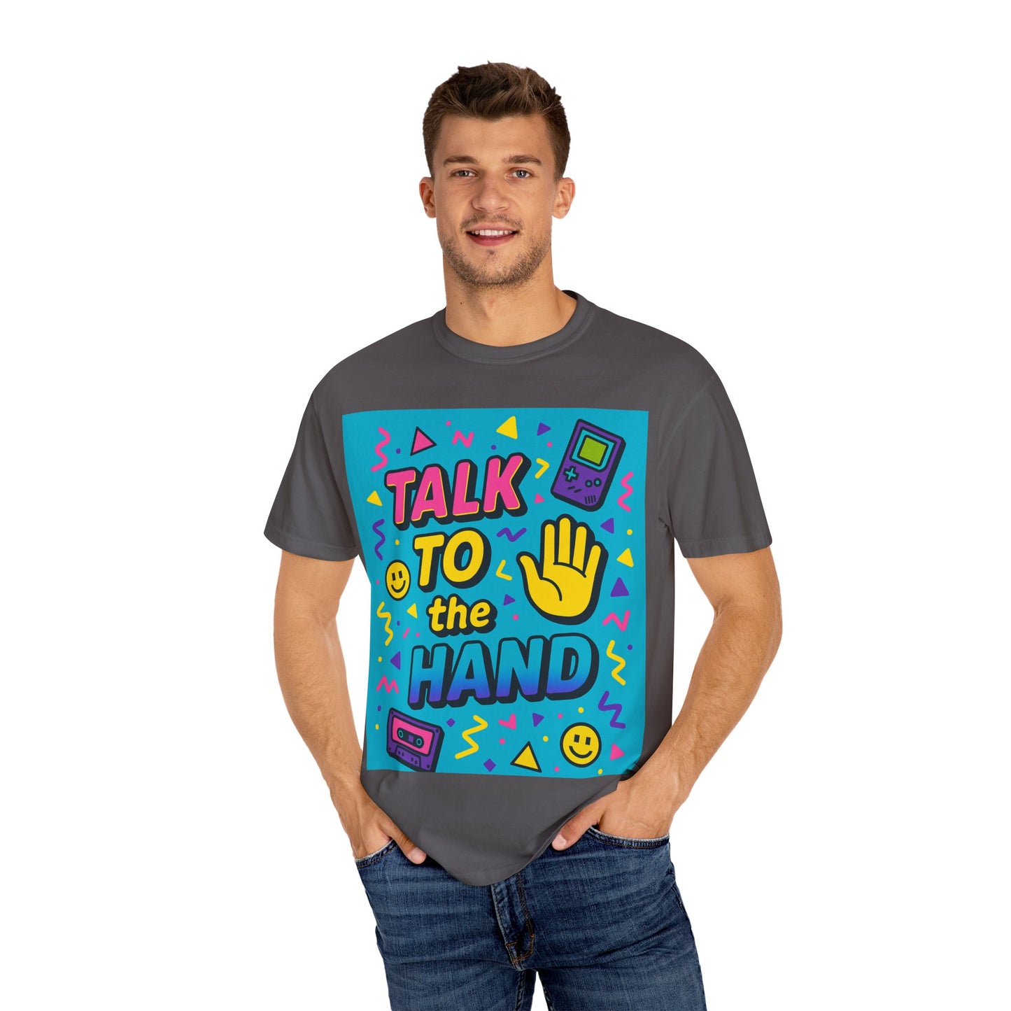 Retro Graphic T-Shirt, Fun 90s Nostalgia Tee, Unisex Casual Wear, Gift for Friends, Vibrant Streetwear, Summer Party Outfit