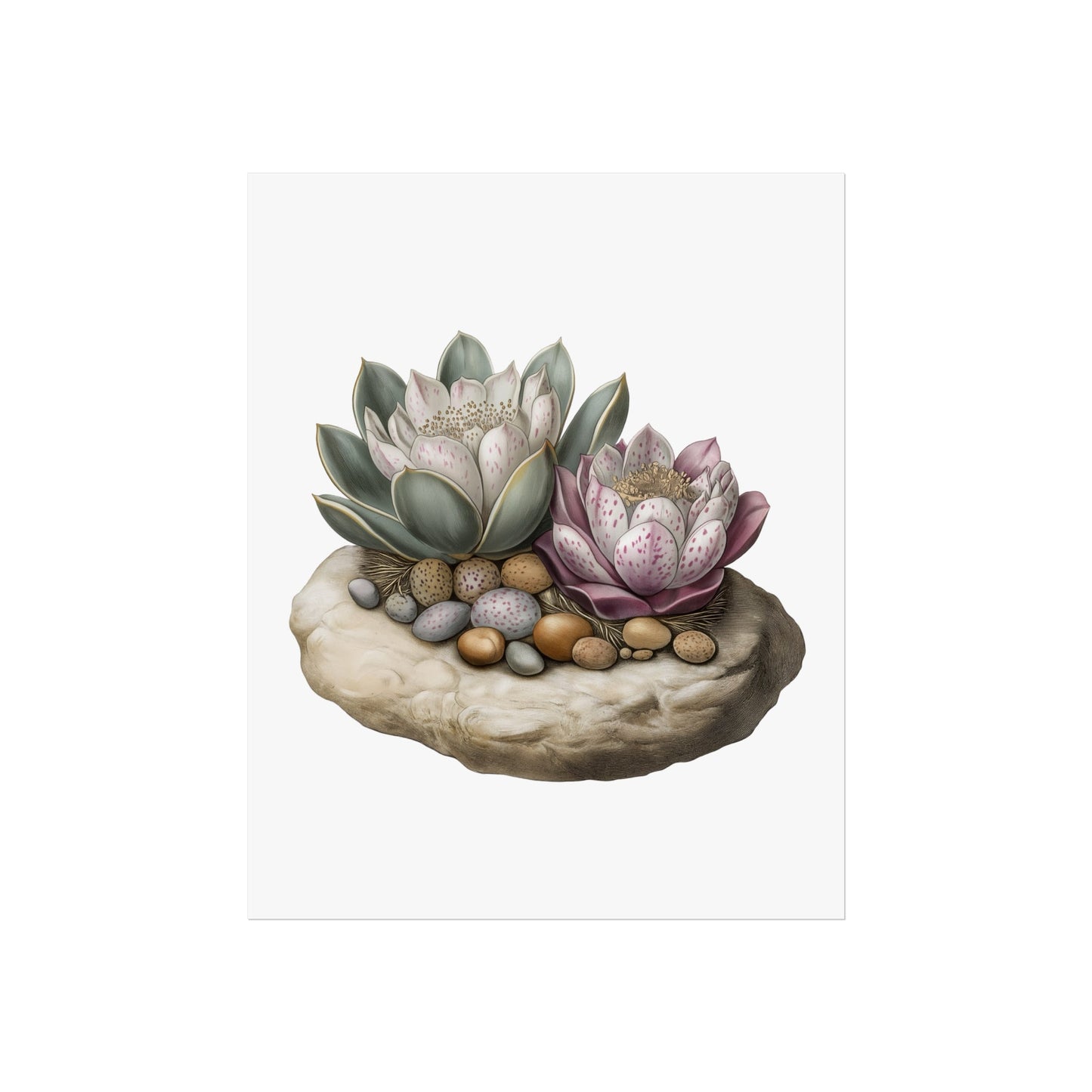 Fine Art Posters on gallery-grade paper with matte finish and Giclée print quality featuring succulent illustration.
