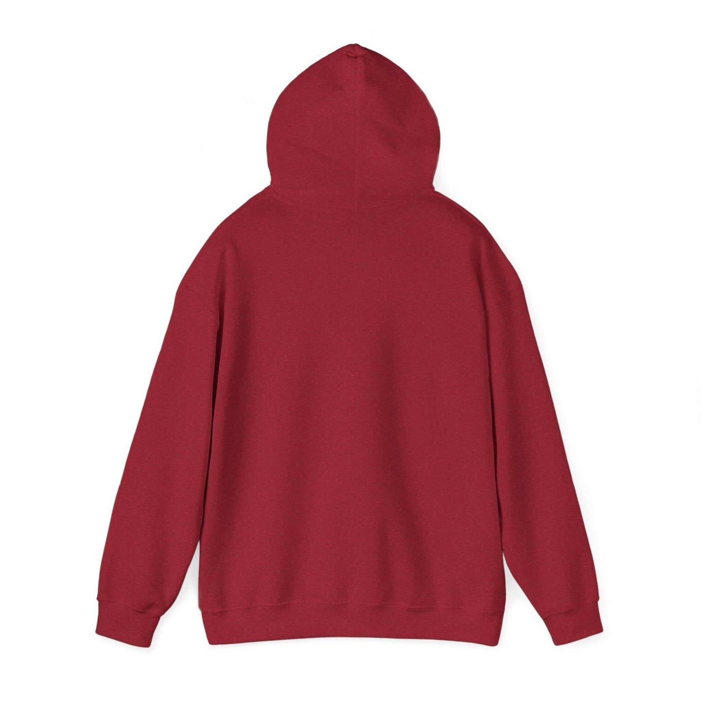 Unisex heavy blend hooded sweatshirt in red, showcasing a classic fit and cozy fabric.