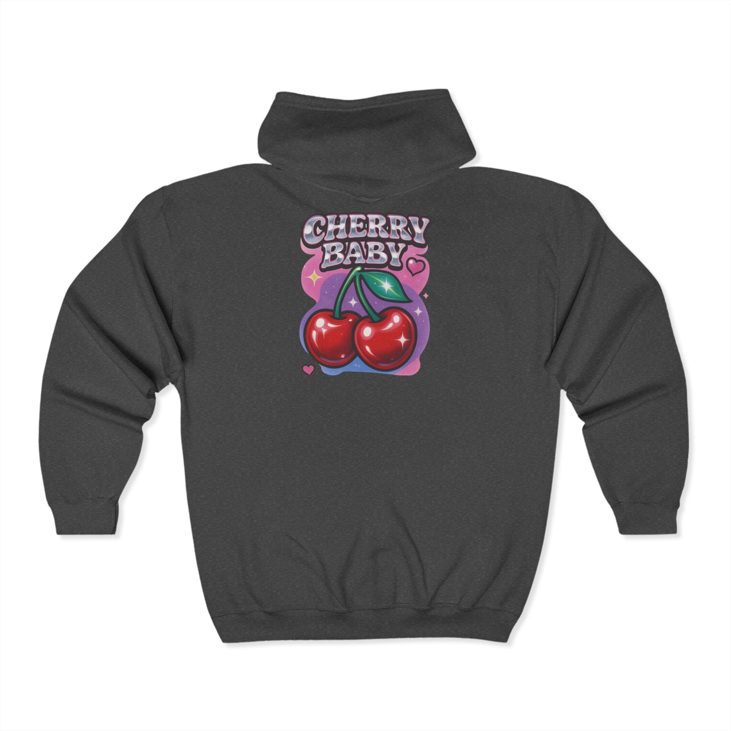 Cherry Baby Zip Hoodie, Cute Hooded Sweatshirt, Trendy Pullover, Pastel Cherry Design, Gift for Fruit Lovers, Sweet Fashion Layer