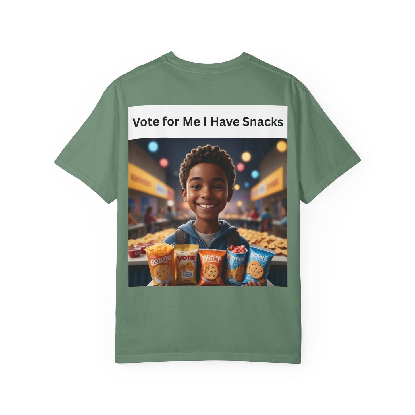 Vote for Me I Have Snacks T-Shirt | Fun Casual Wear, Gift for Snack Lovers, Election Humor Tee, Unisex Graphic Shirt