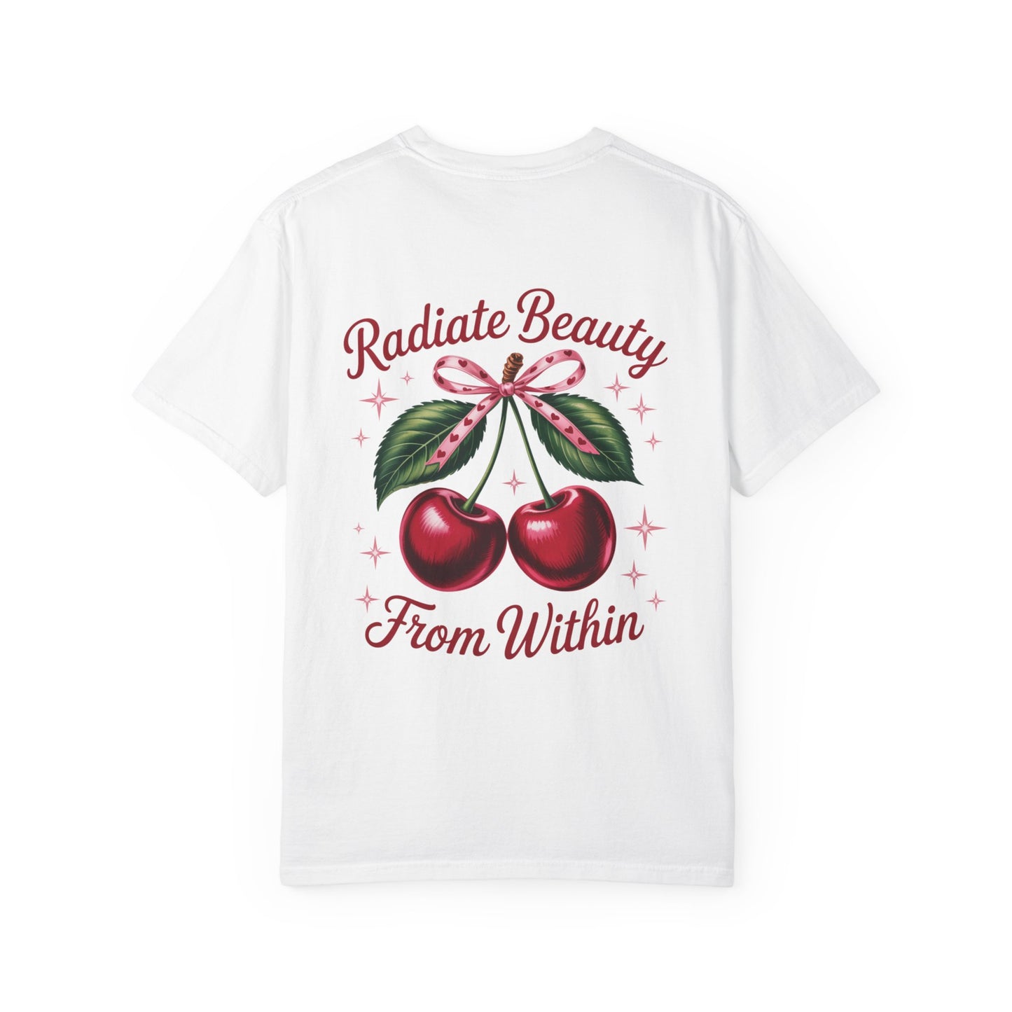 Radiate Beauty Cherry T-Shirt | Unisex Tee, Gift for Her, Positive Affirmation, Summer Fashion, Cute Graphic Tee