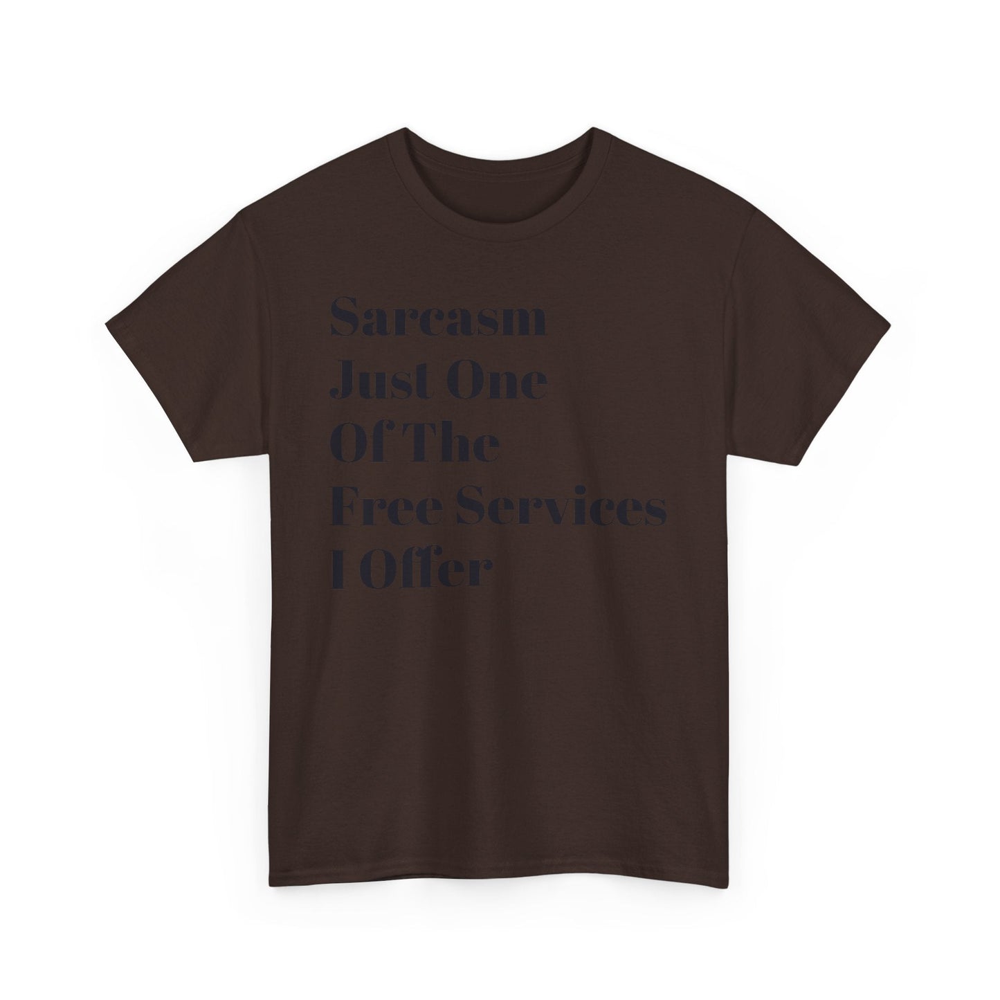 Unisex heavy cotton tee with printed text, smooth surface, and classic crew neckline.