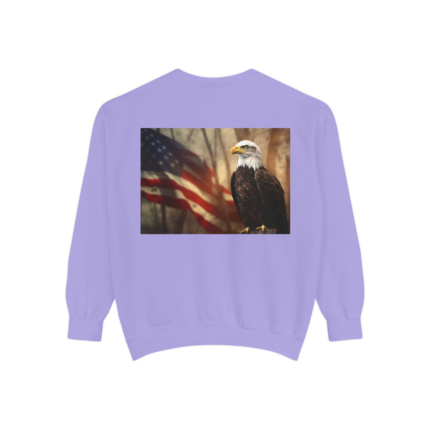 Unisex Garment-Dyed Sweatshirt America The Beautiful and The American Flag and a Bald eagle perfect gift for Freedom fighters and nature lovers