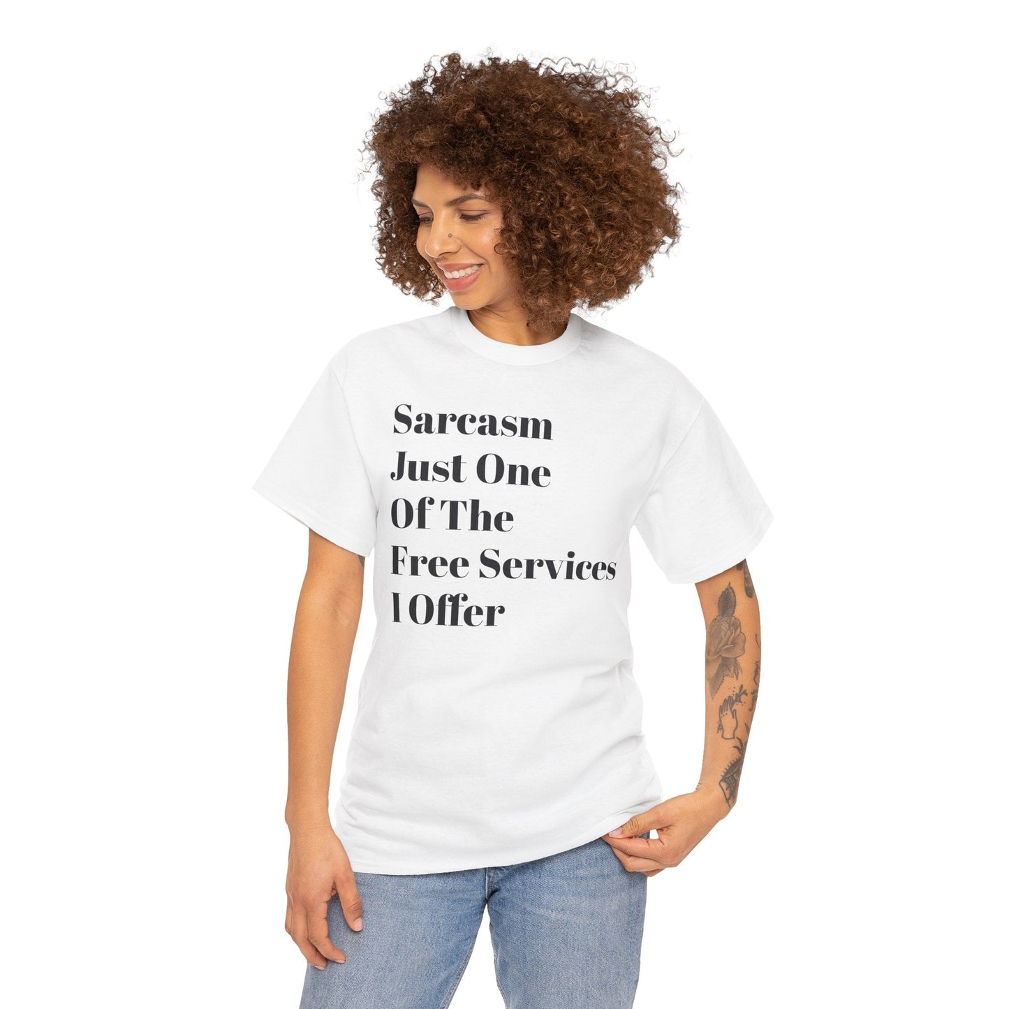 Unisex Heavy Cotton Tee with Sarcasm Print, 100% Cotton, Comfortable Classic Fit