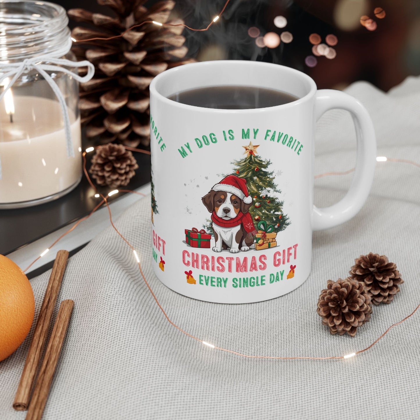 Festive Dog Lover's Mug | Christmas Gift, Dog Mom Cup, Cute Holiday Mug, Pet Lover Coffee Cup, Personalized Pet Gifts