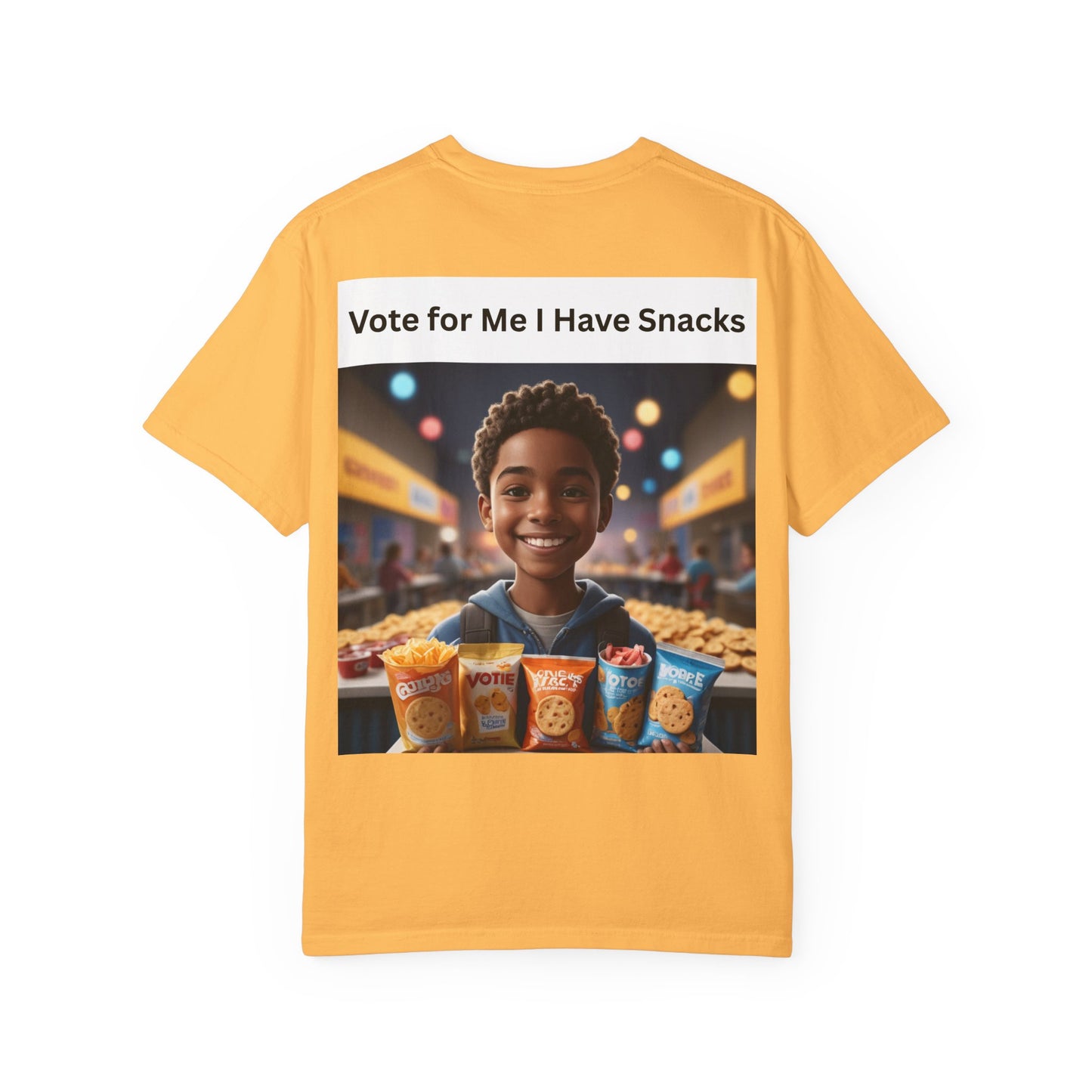 Vote for Me I Have Snacks T-Shirt | Fun Casual Wear, Gift for Snack Lovers, Election Humor Tee, Unisex Graphic Shirt