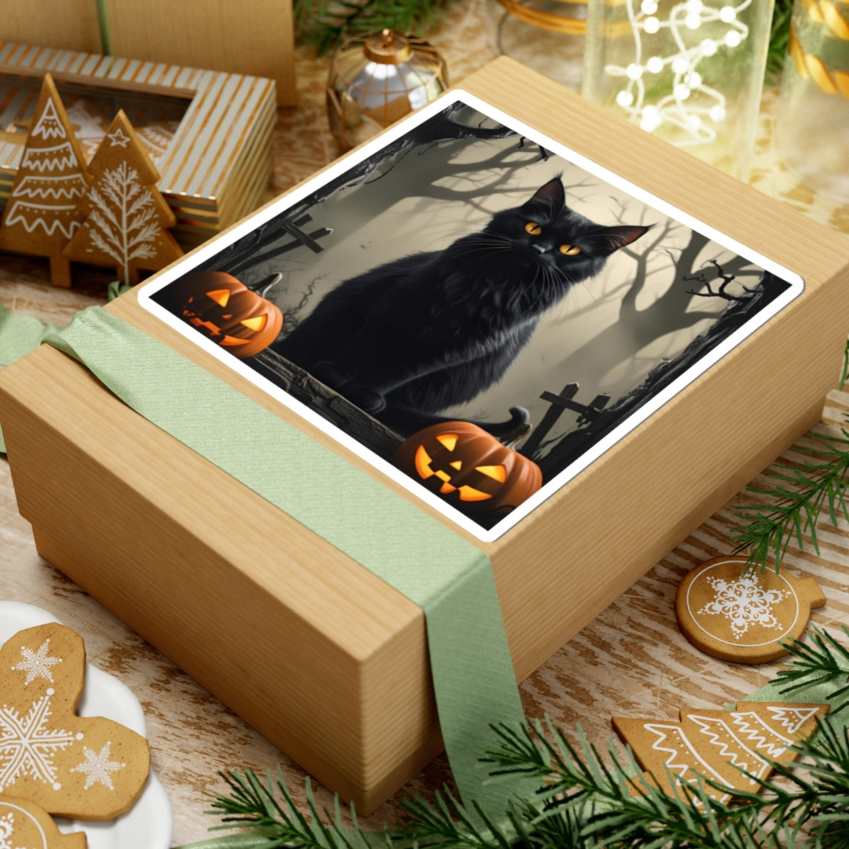 Halloween Black Cat Stickers, Cute Cat Decor, Spooky Autumn Art, Laptop Stickers, Holiday Party Favors - Toddcraft