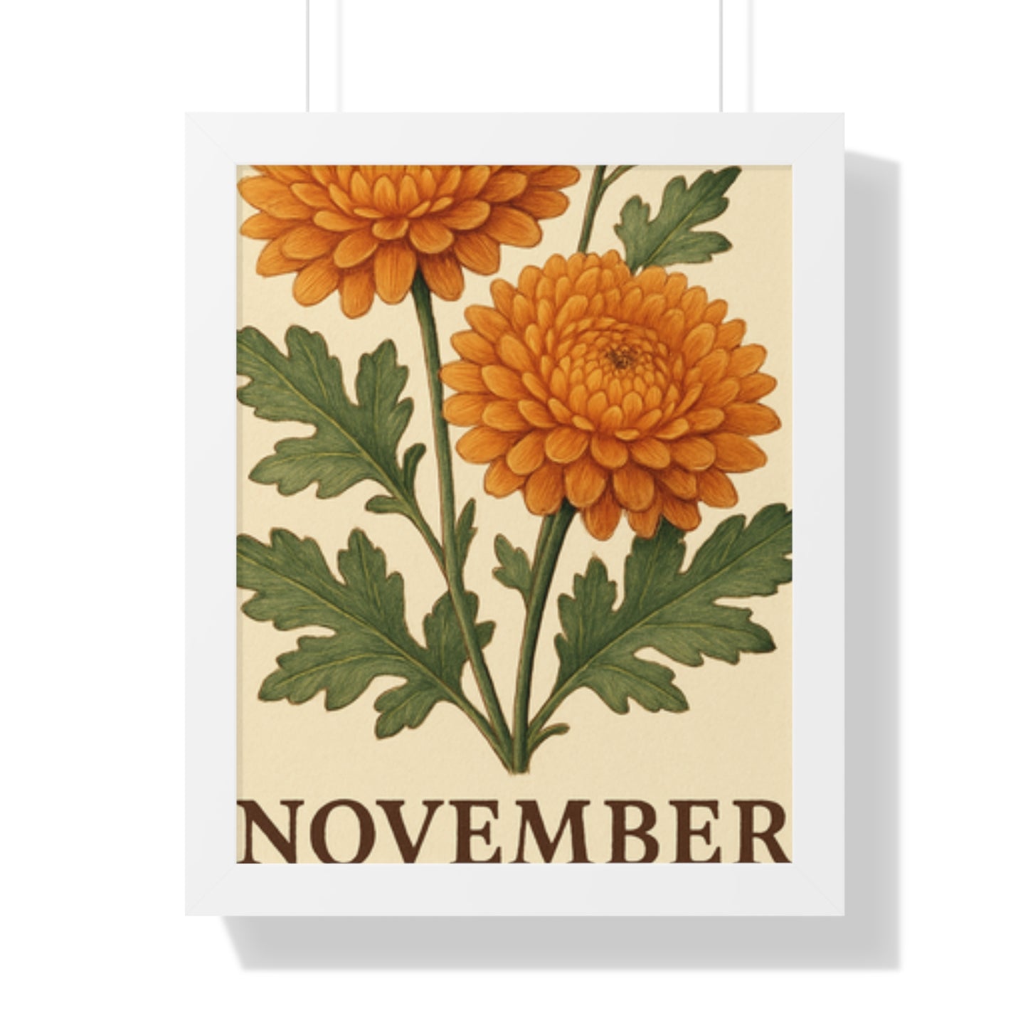 November Floral Framed Poster - Botanical Wall Art Print