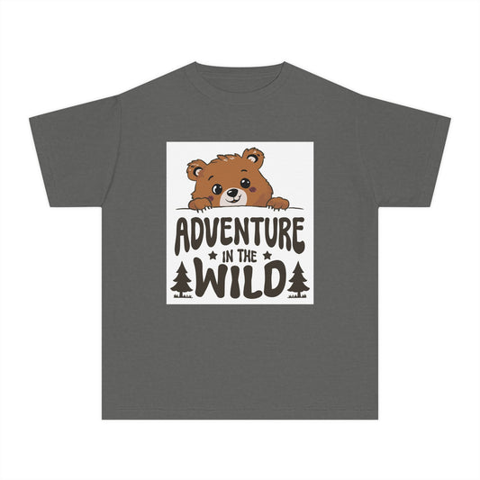 Adventure in the Wild Youth Tee, Cute Bear Graphic T-Shirt, Kids Outdoor Play Shirt, Nature Lover Gift, Perfect for Camping and Birthdays - Toddcraft