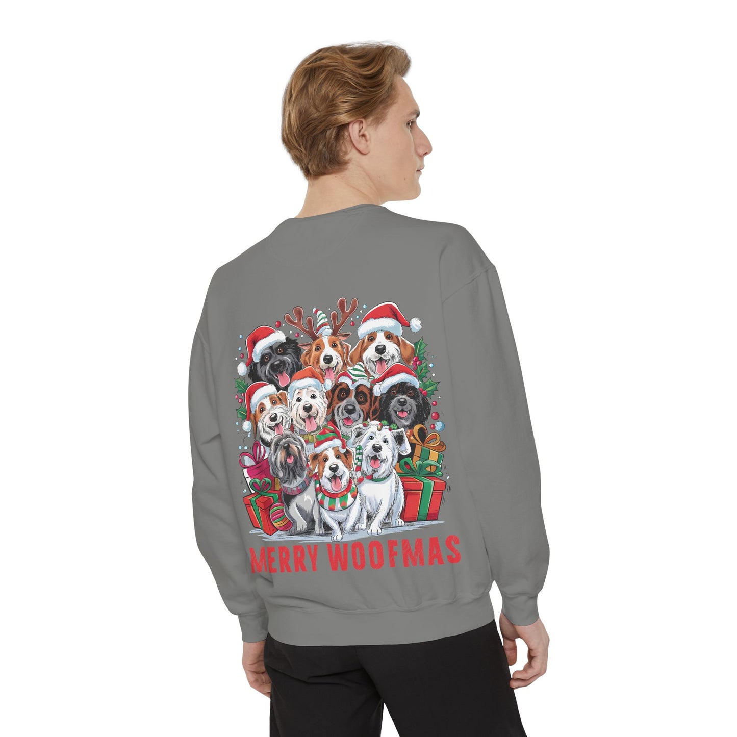 Festive Dog Sweatshirt, Merry Woofmas Sweatshirt, Unisex Holiday Clothing, Dog Lover Gift, Christmas Sweater, Cozy Winter Apparel