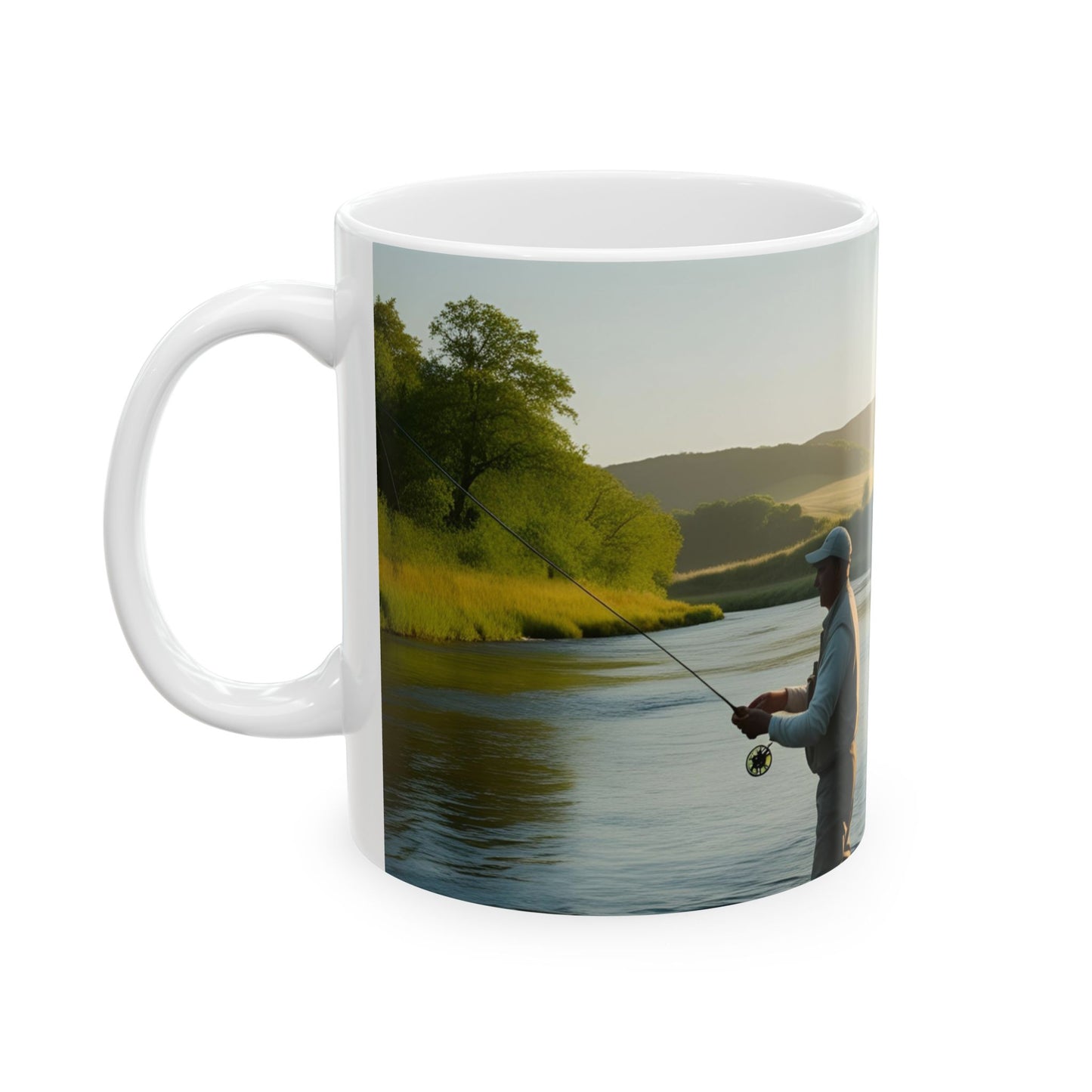 Fishing Scene Ceramic Mug - Perfect Gift for Anglers & Nature Lovers