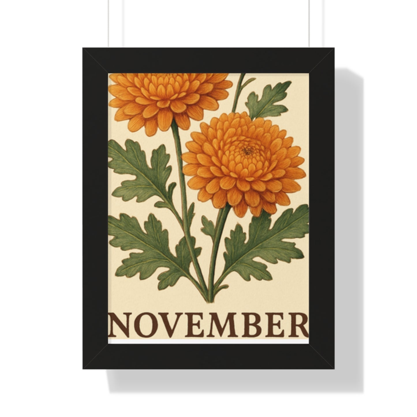 November Floral Framed Poster - Botanical Wall Art Print