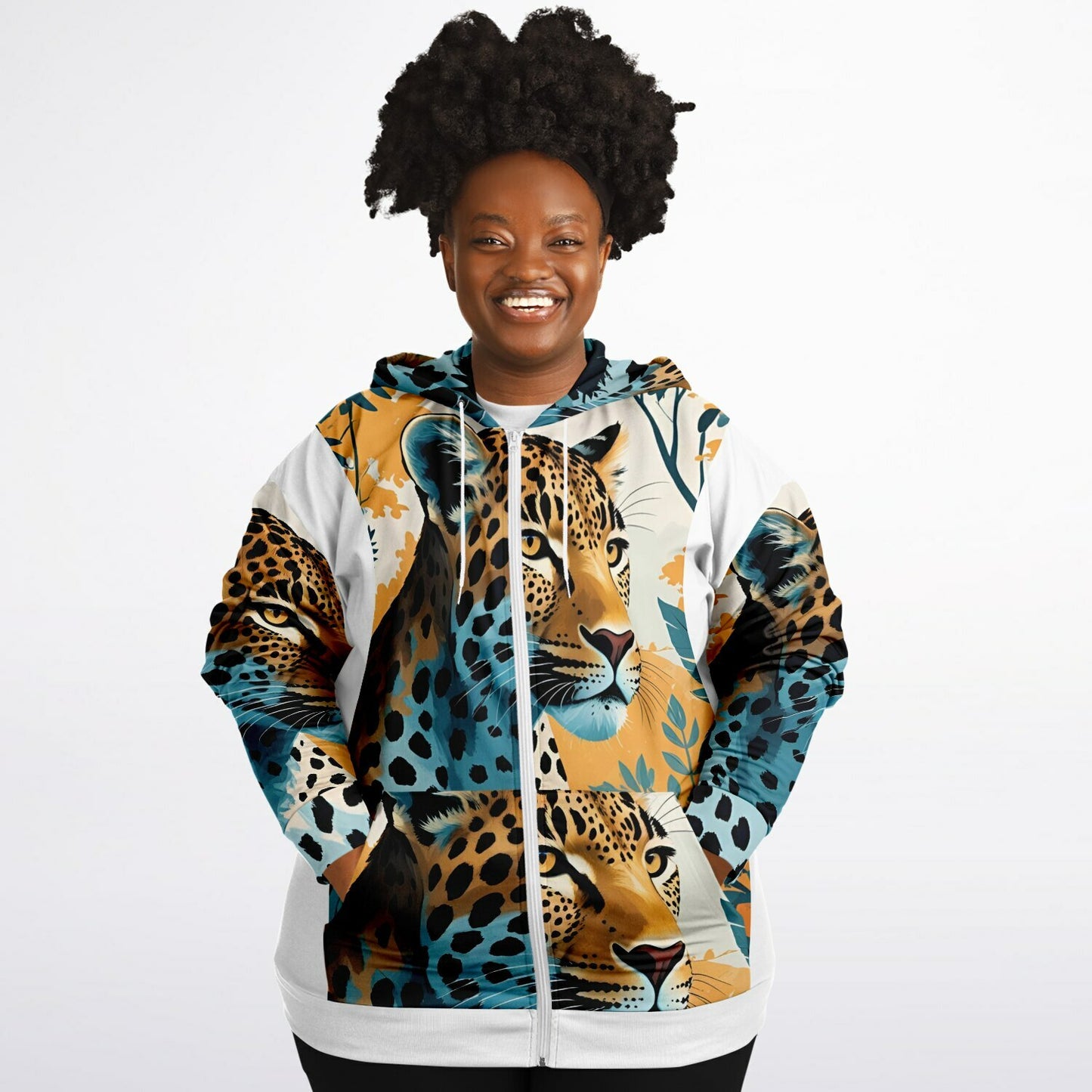 Bengal Tiger AOP Athletic Plus-Size Zip Hoodie – Bold & Stylish Performance Wear