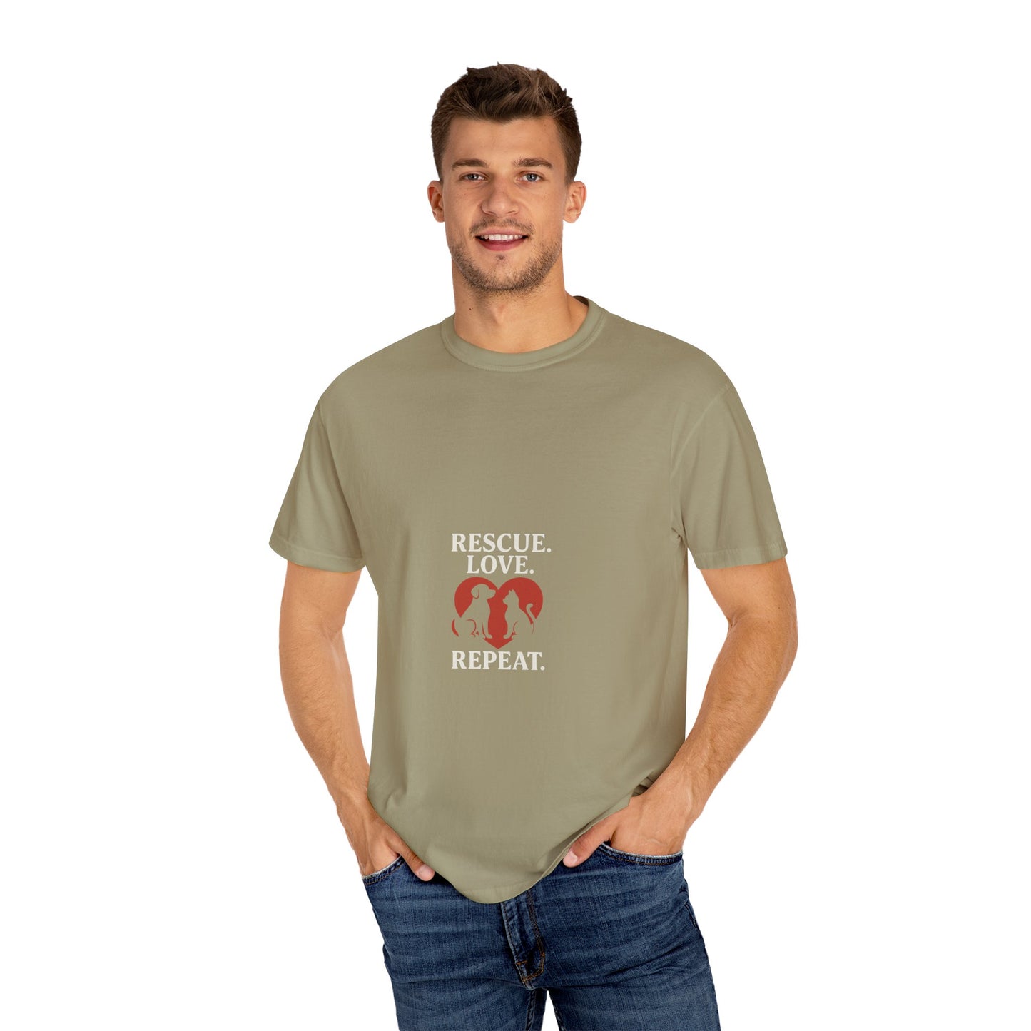 Dog Lover Unisex T-shirt - 'Rescue | Repeat' Shirt for Animal Rights Advocates, Gifts for Pet Owners, Casual Wear, Eco-Friendly Fashion - Toddcraft