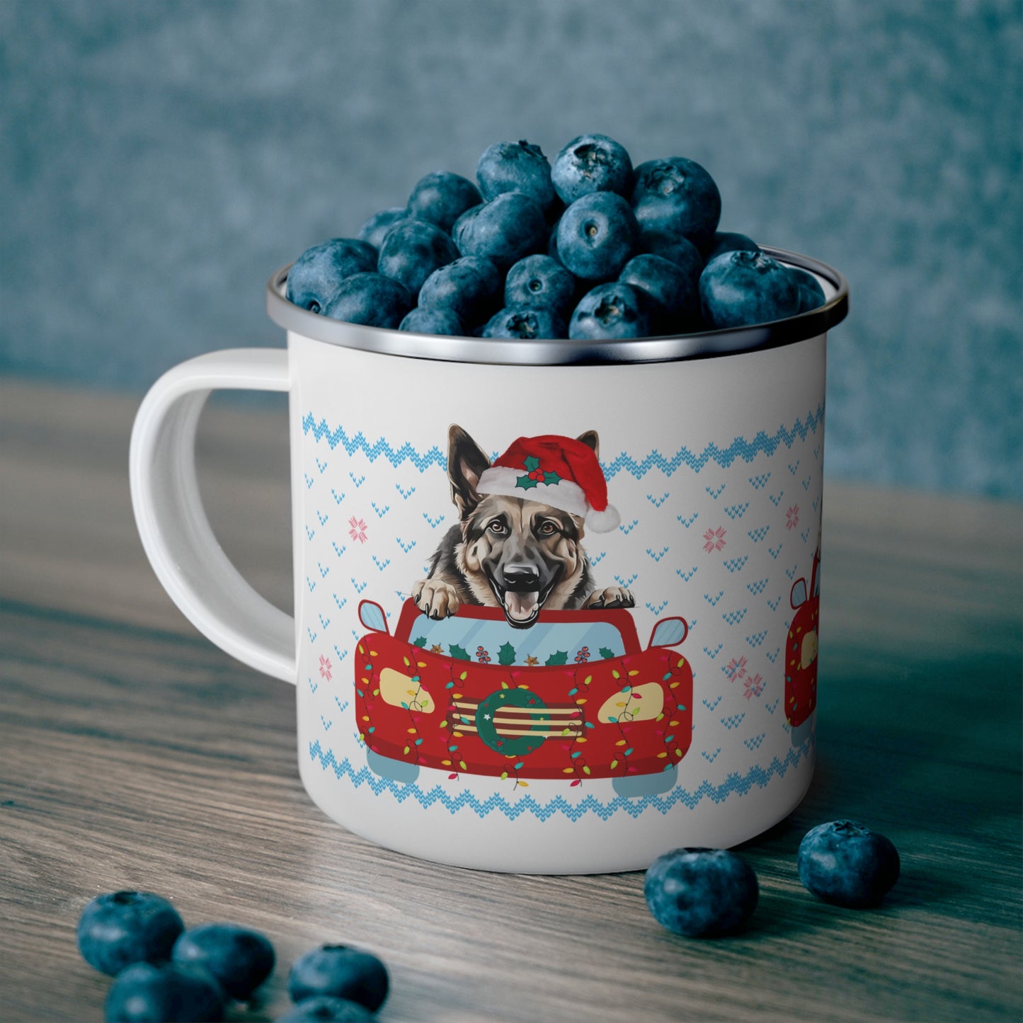 Holiday Dog Christmas Enamel Camping Mug, Dog Lover Gift, Festive Camping Mug, Cute Pet Mug, Christmas Decor