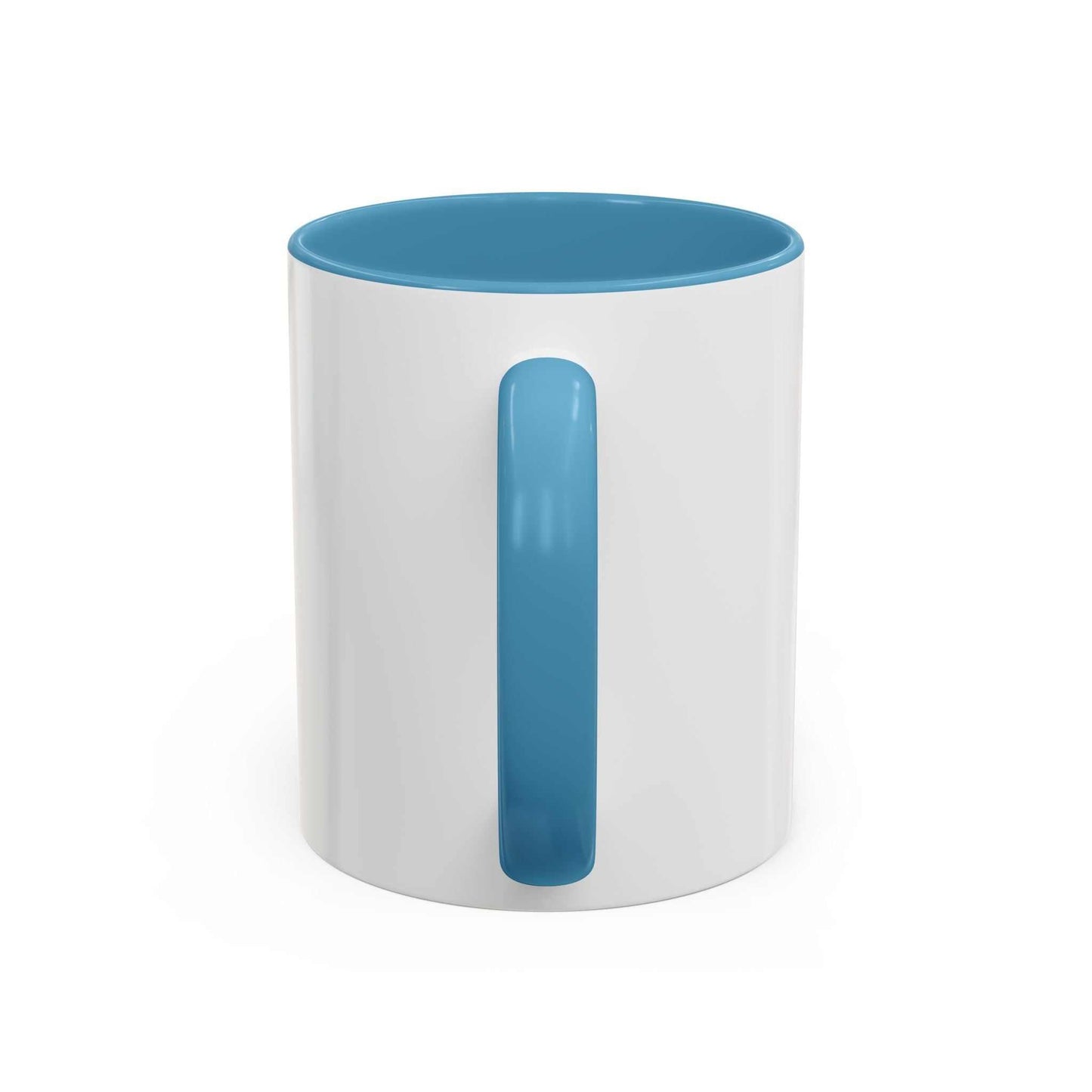 Accent Coffee Mug 11 or 15oz in white ceramic with blue interior and handle, ideal for dog dads.