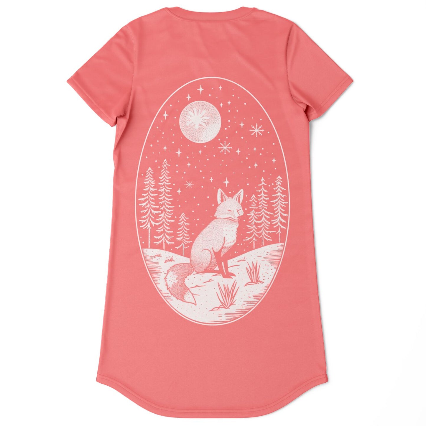 Foxy Light of the Moon AOP T-Shirt Dress – Magical & Stylish All-Over Print