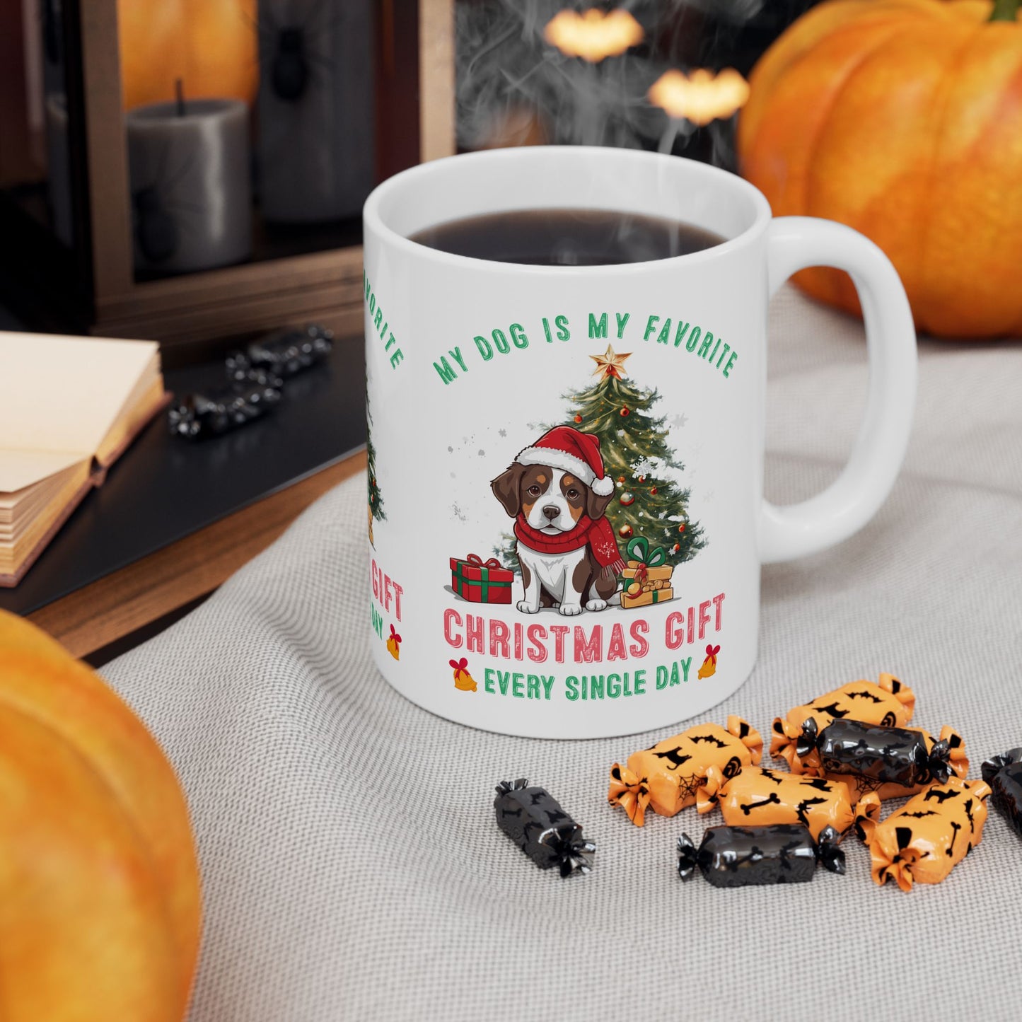 Festive Dog Lover's Mug | Christmas Gift, Dog Mom Cup, Cute Holiday Mug, Pet Lover Coffee Cup, Personalized Pet Gifts