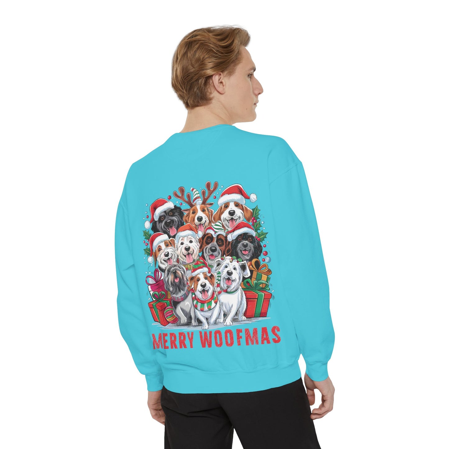 Festive Dog Sweatshirt, Merry Woofmas Sweatshirt, Unisex Holiday Clothing, Dog Lover Gift, Christmas Sweater, Cozy Winter Apparel