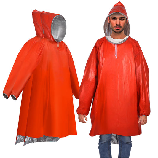 Emergency Survival Poncho with Thermal Lining – 2-Pack, Waterproof & Windproof