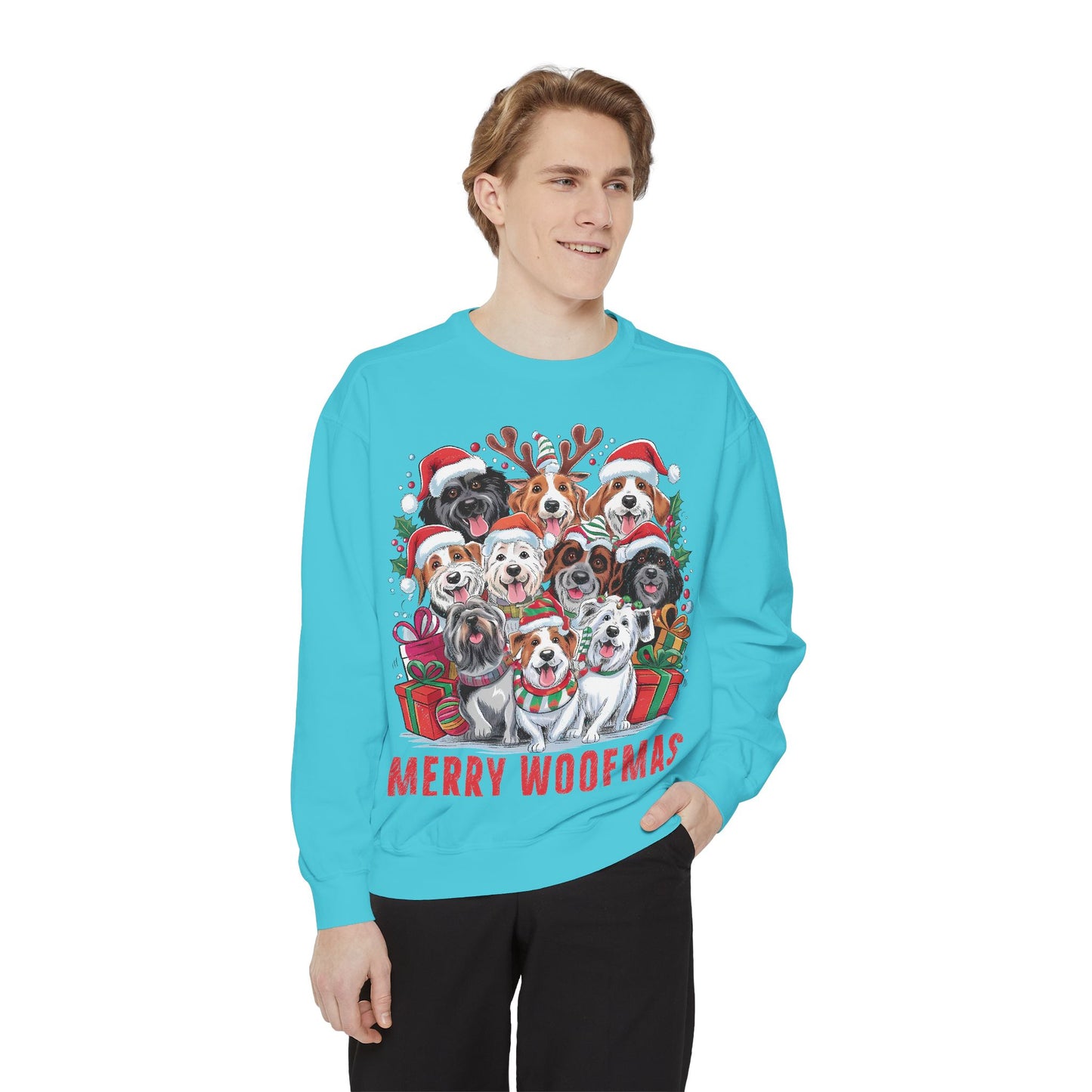 Festive Dog Sweatshirt, Merry Woofmas Sweatshirt, Unisex Holiday Clothing, Dog Lover Gift, Christmas Sweater, Cozy Winter Apparel