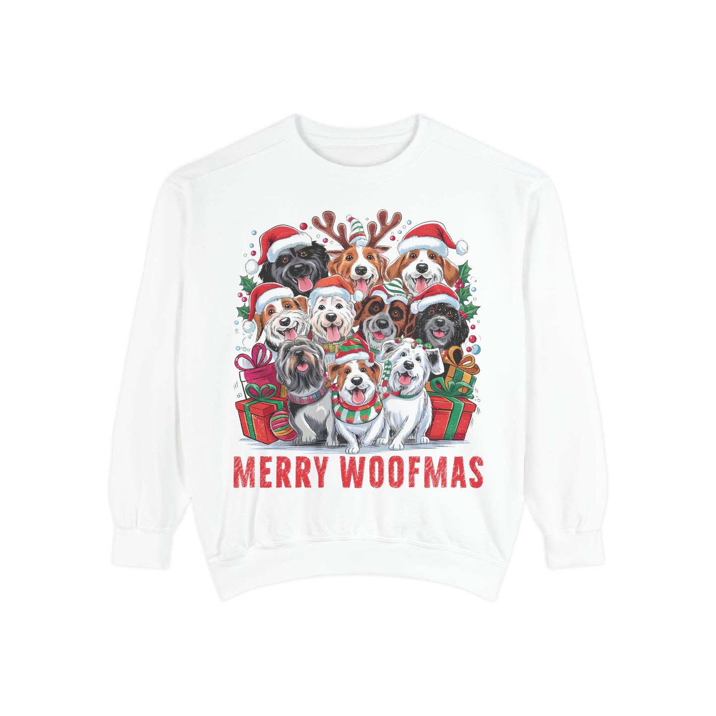 Festive Dog Sweatshirt, Merry Woofmas Sweatshirt, Unisex Holiday Clothing, Dog Lover Gift, Christmas Sweater, Cozy Winter Apparel