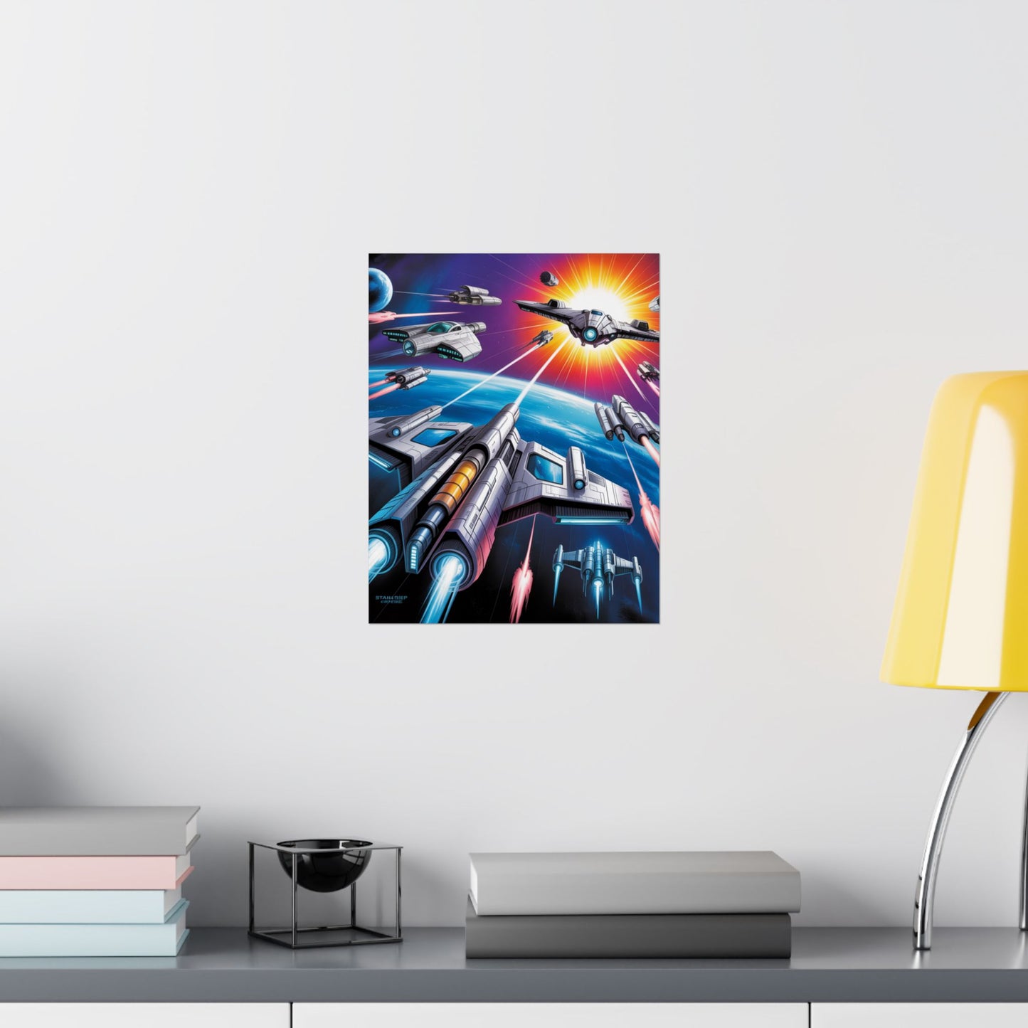 Futuristic Space Art Poster, Retro Sci-Fi Wall Decor, Geek Room Decoration, Gift for Gamers, Home Office Art - Toddcraft
