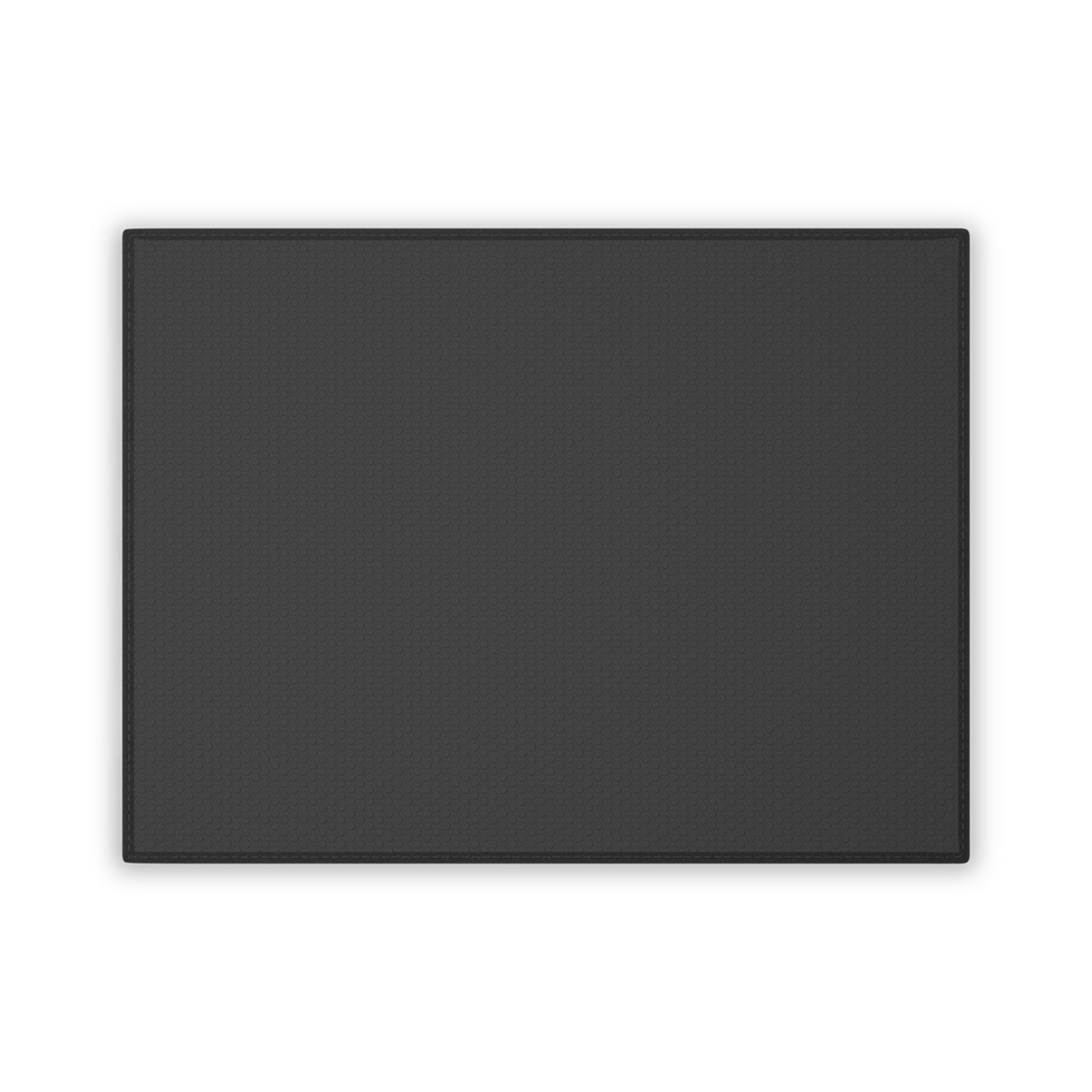 Pet Mat with non-slip backing, 100% polyester, 18" x 24", tufted loop, black trim.