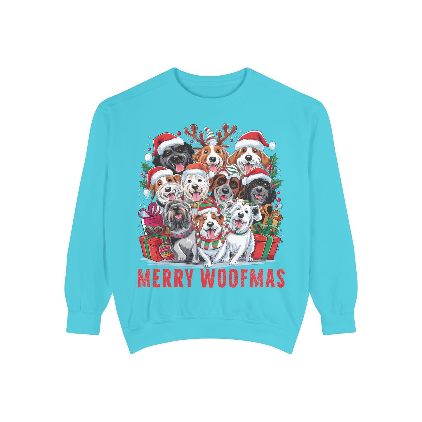 Festive Dog Sweatshirt, Merry Woofmas Sweatshirt, Unisex Holiday Clothing, Dog Lover Gift, Christmas Sweater, Cozy Winter Apparel
