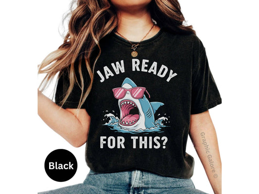 Jaw Ready For This Shark with Glasses Graphic Art T-Shirt